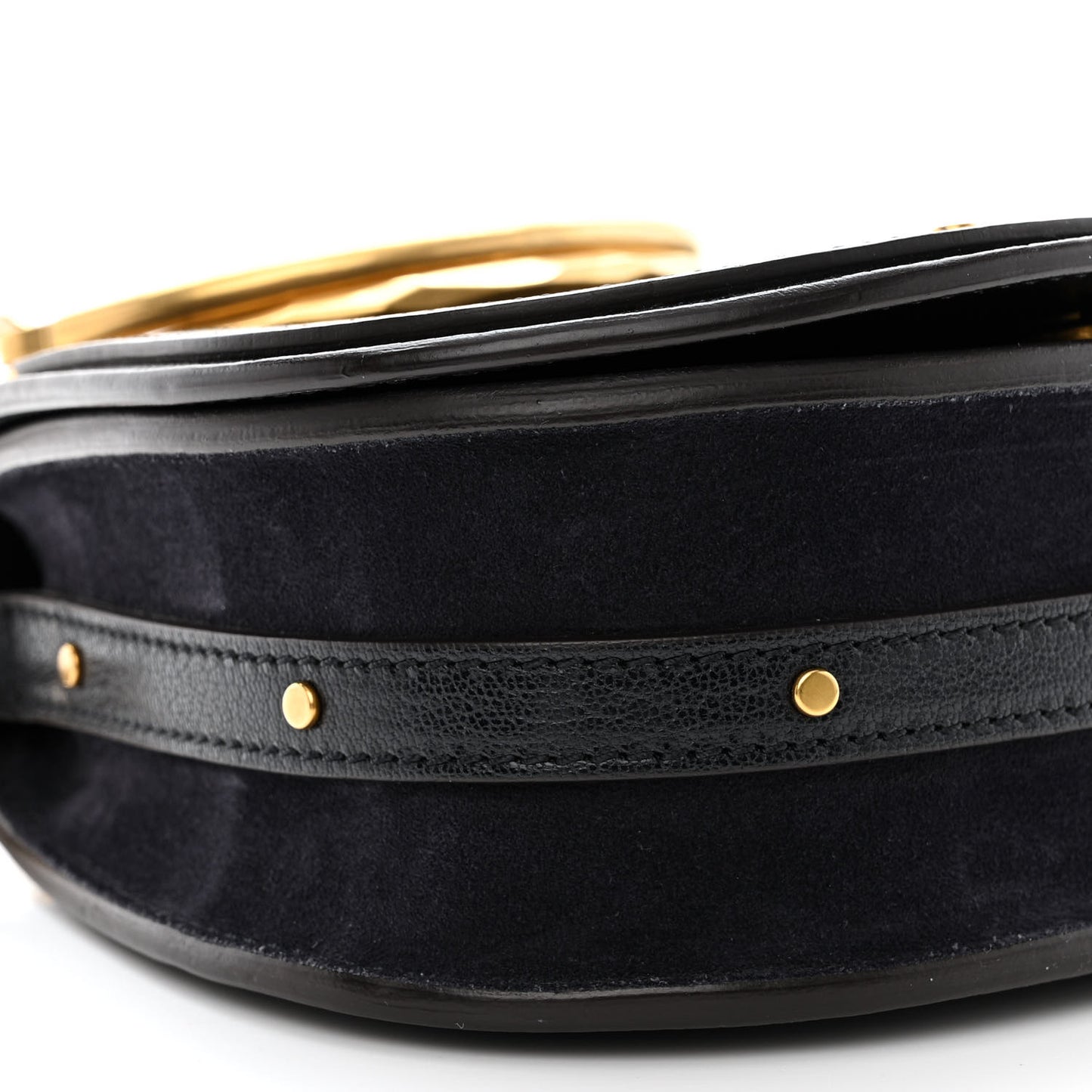 Calfskin Suede Small Nile Bracelet Bag Black