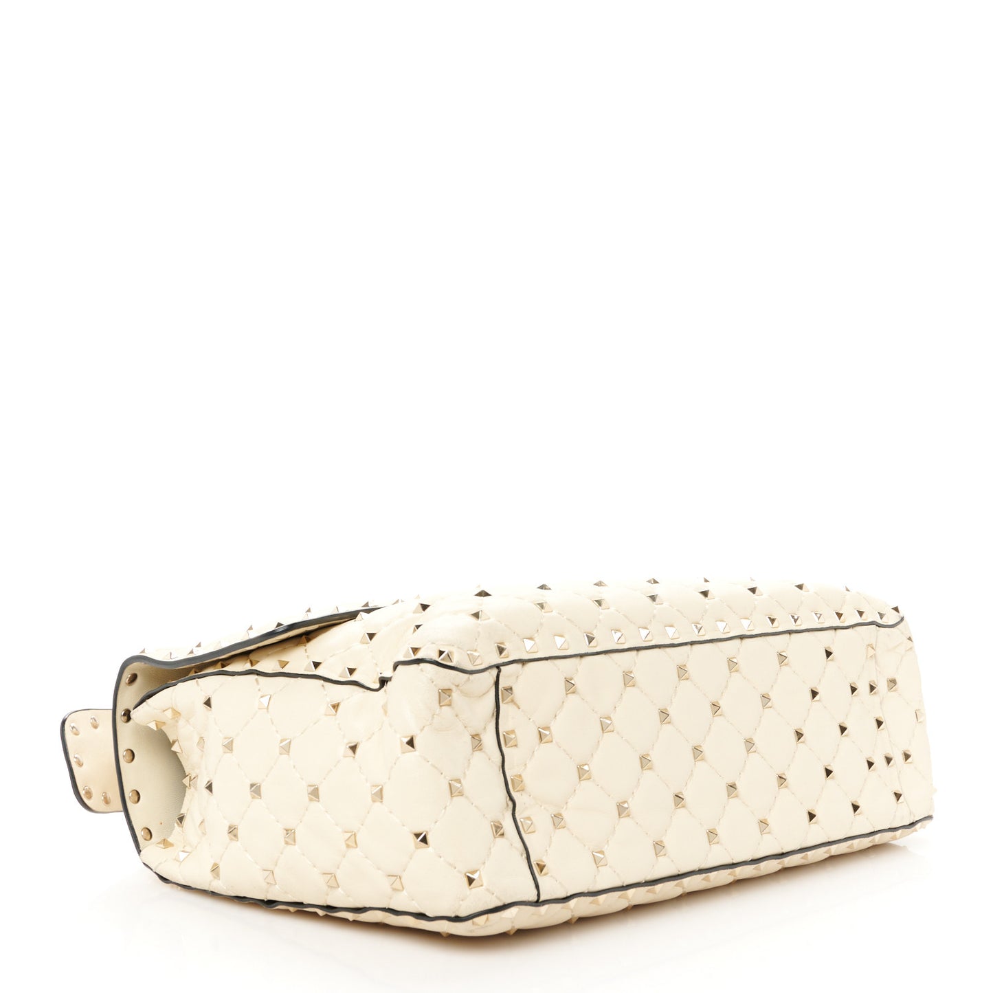 Nappa Large Rockstud Spike Shoulder Bag Light Ivory