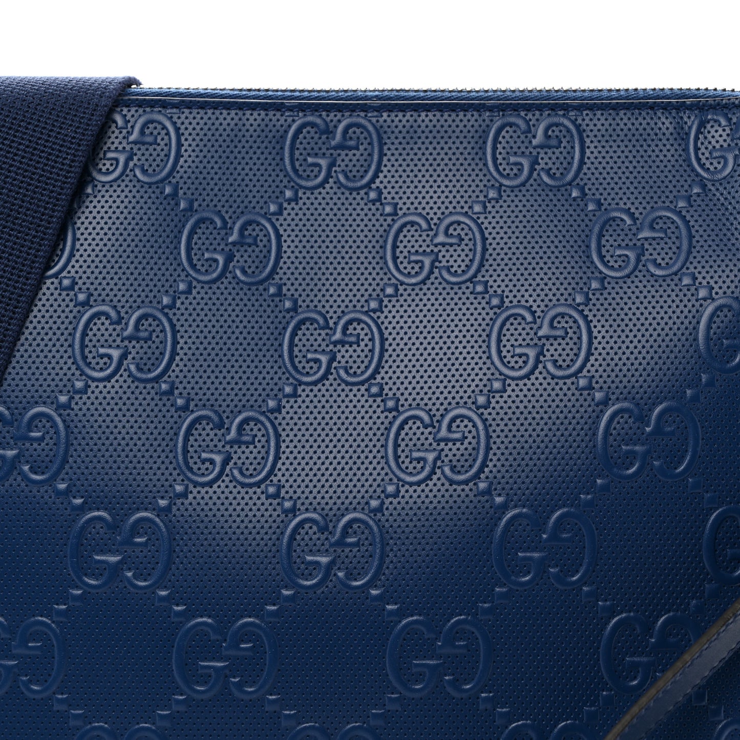 Calfskin GG Tennis Embossed Medium Wristlet Messenger Bag Intense Metal Blue