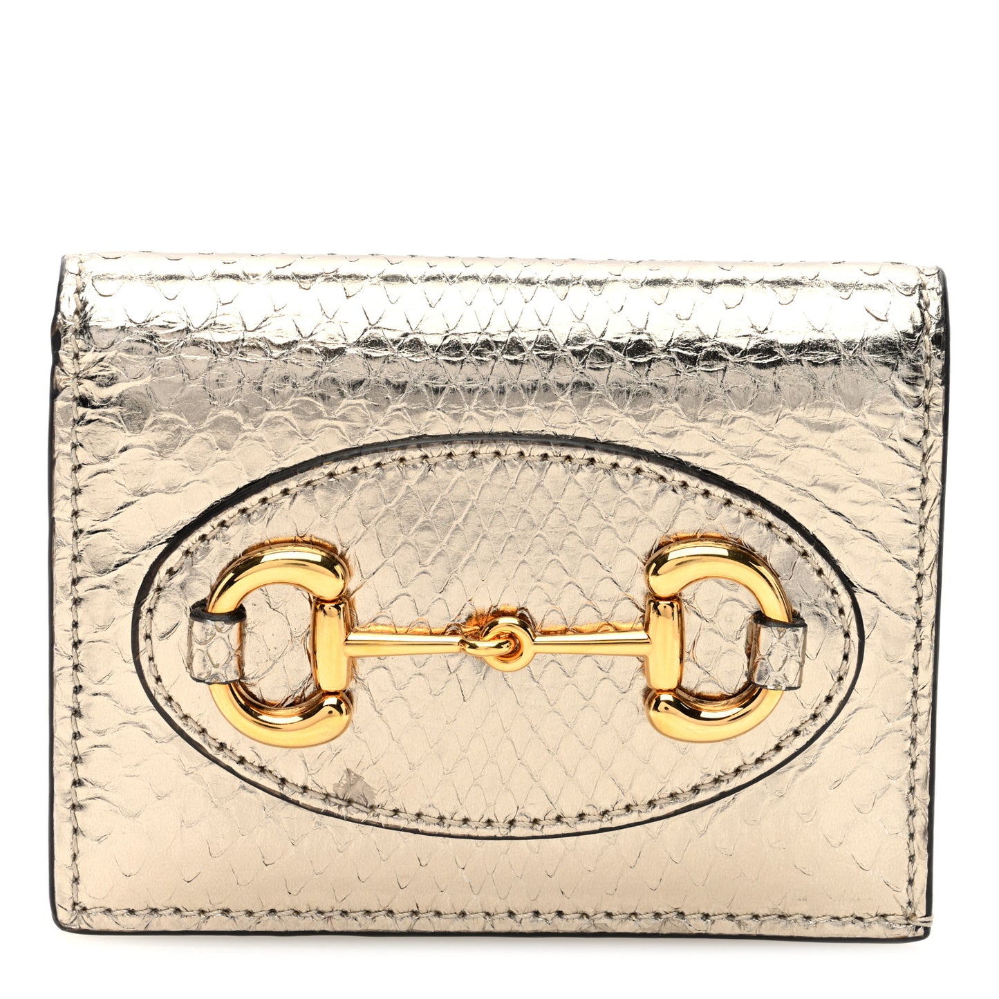 Boarded Plutone Snakeskin Horsebit 1955 Card Case Wallet Gold