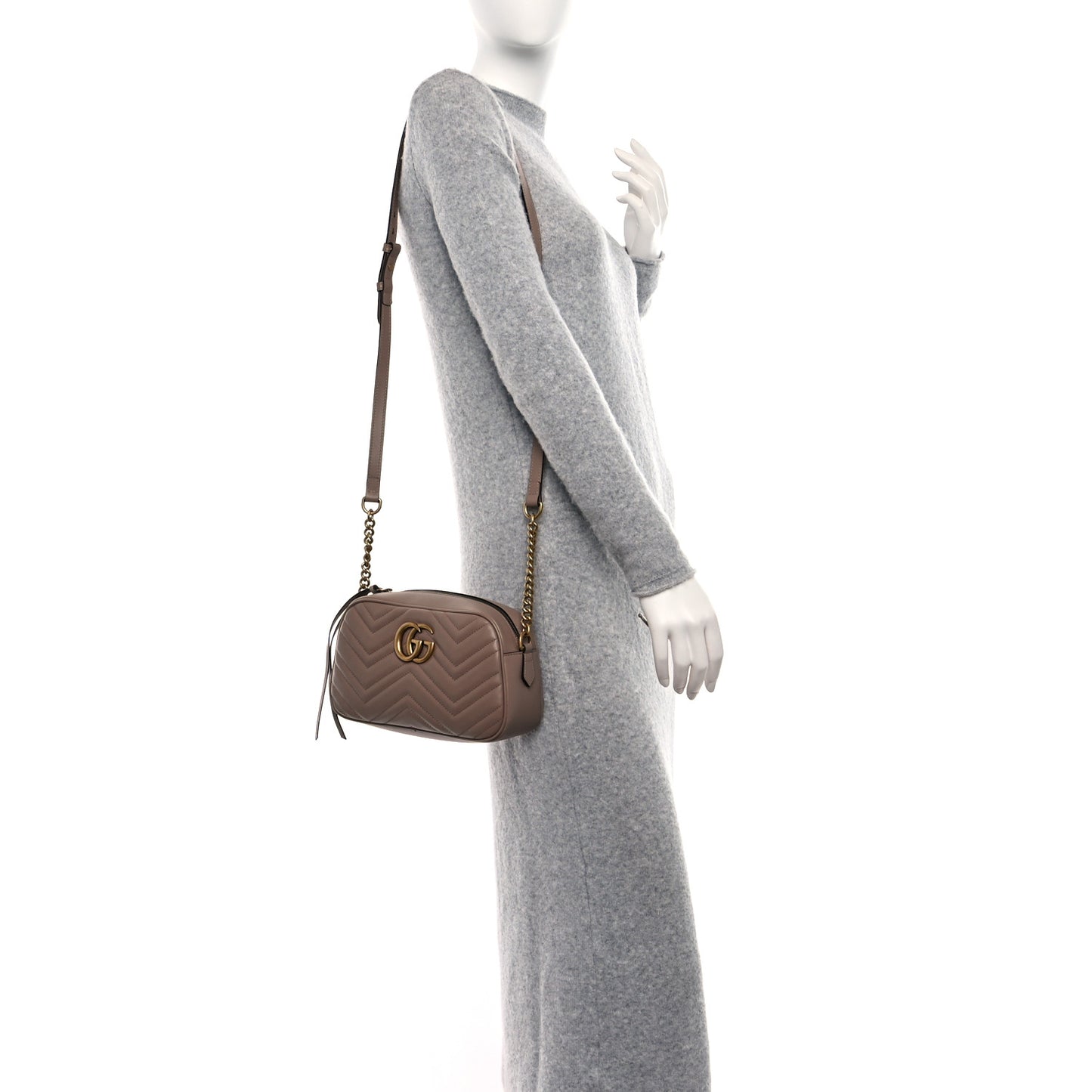 Calfskin Matelasse Small GG Marmont Chain Shoulder Bag Porcelain Rose
