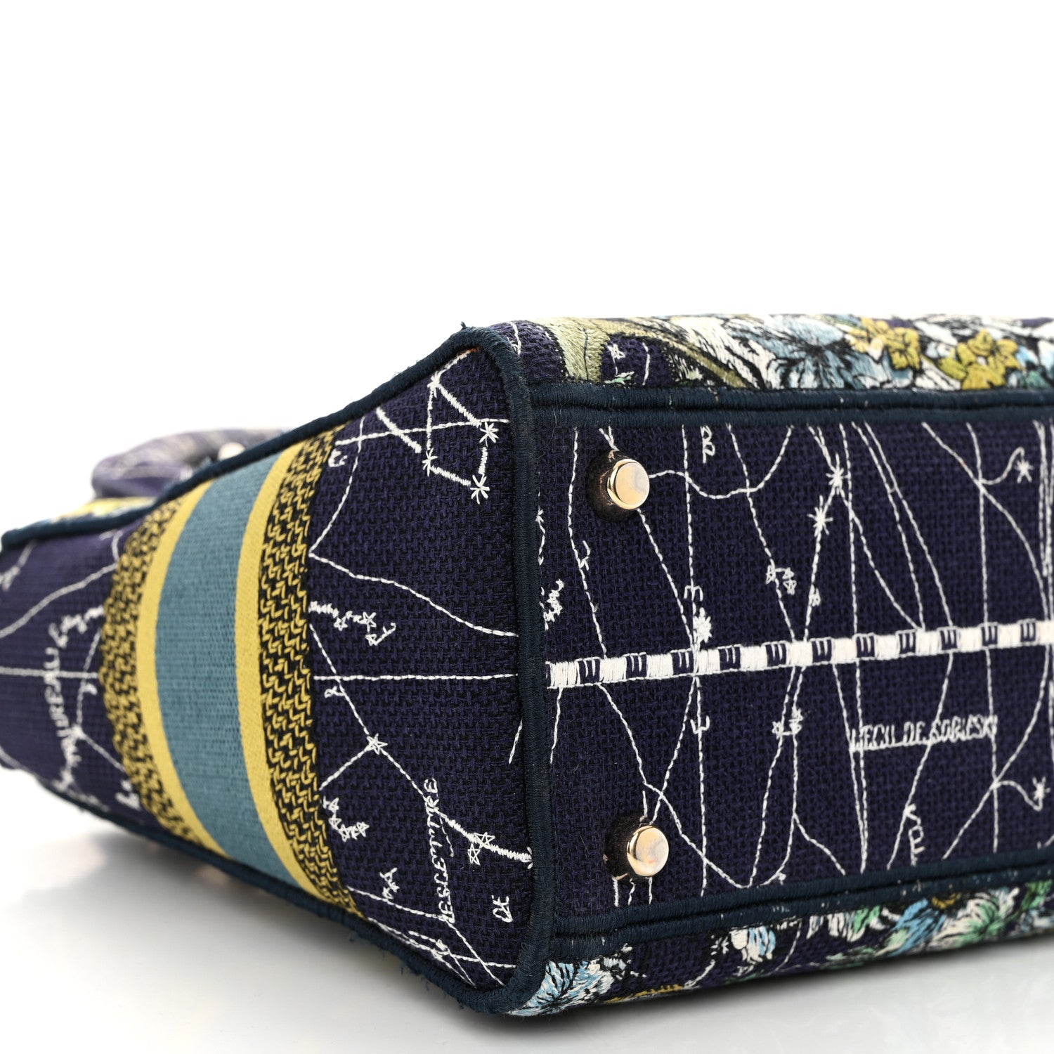 Christian Dior Canvas Embroidered Zodiac Medium Lady D-Lite Blue Multicolor 9 of 12