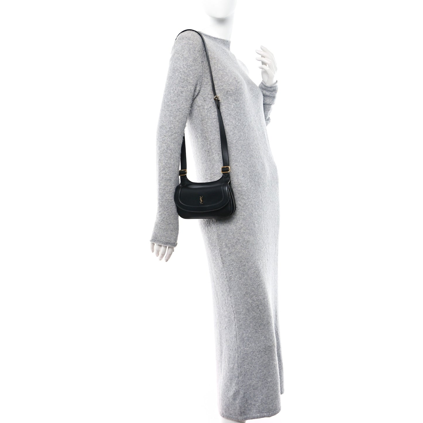 Smooth Calfskin Small Charlie Shoulder Bag Black