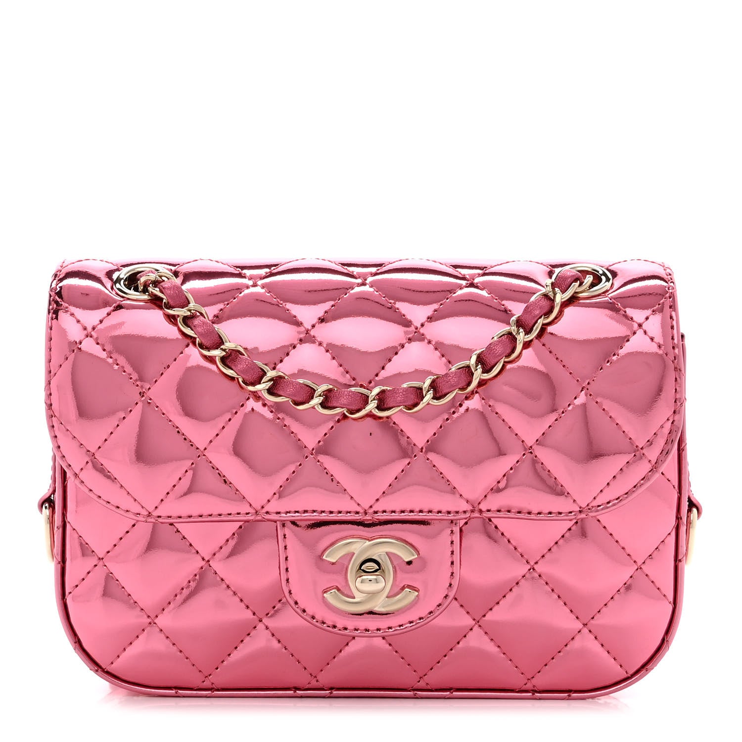 Chanel Mirror Calfskin Metallic Lambskin Quilted Hollywood