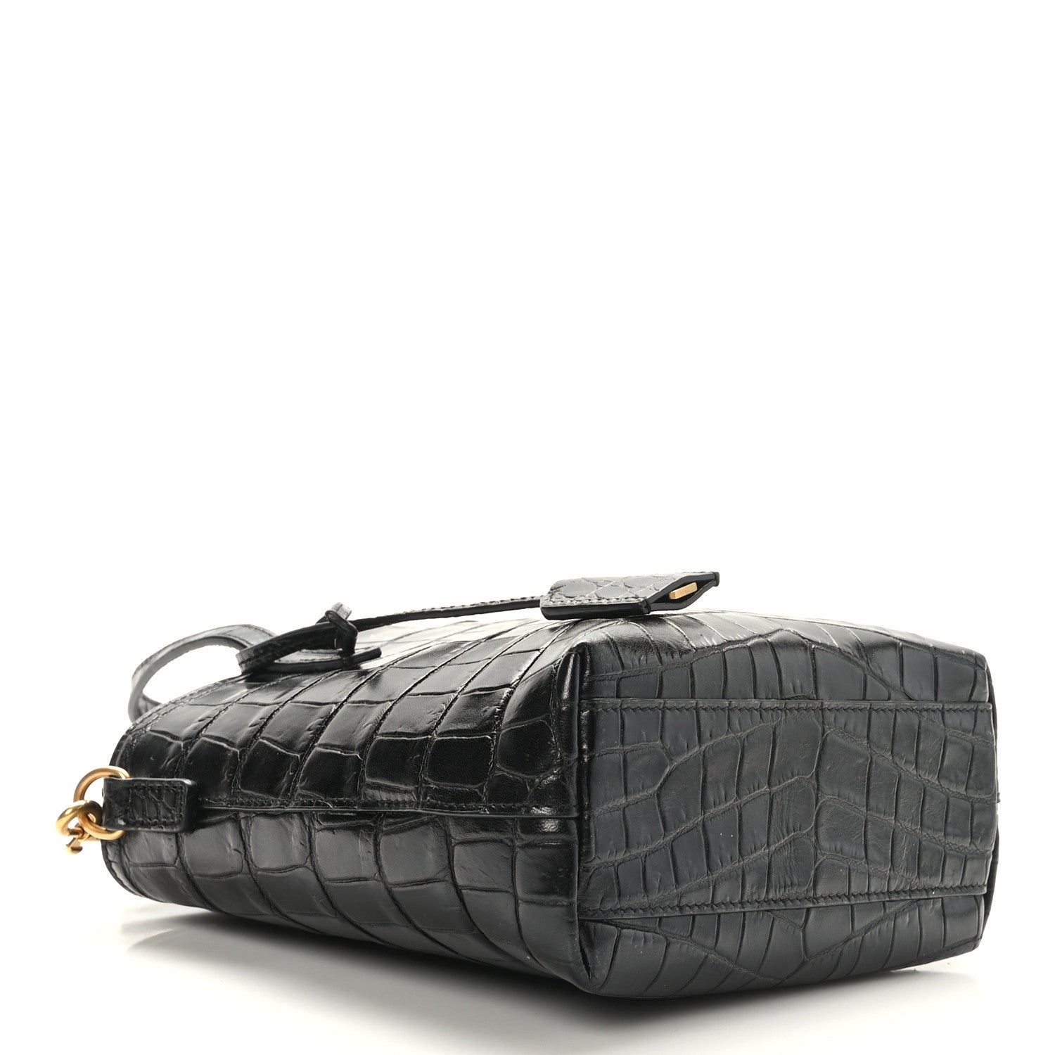 Saint Laurent Calfskin Crocodile Embossed Paris Mini Toy Shopper Tote Black 4 of 9