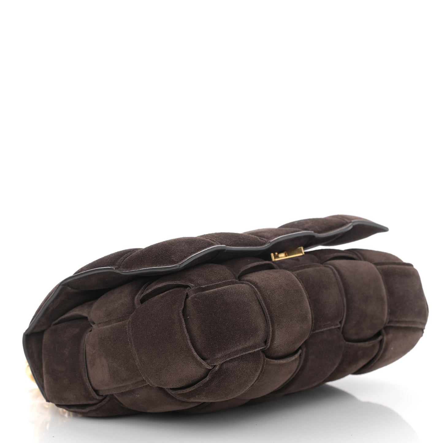 Suede Maxi Intrecciato Padded Chain Cassette Crossbody Bag Fondant