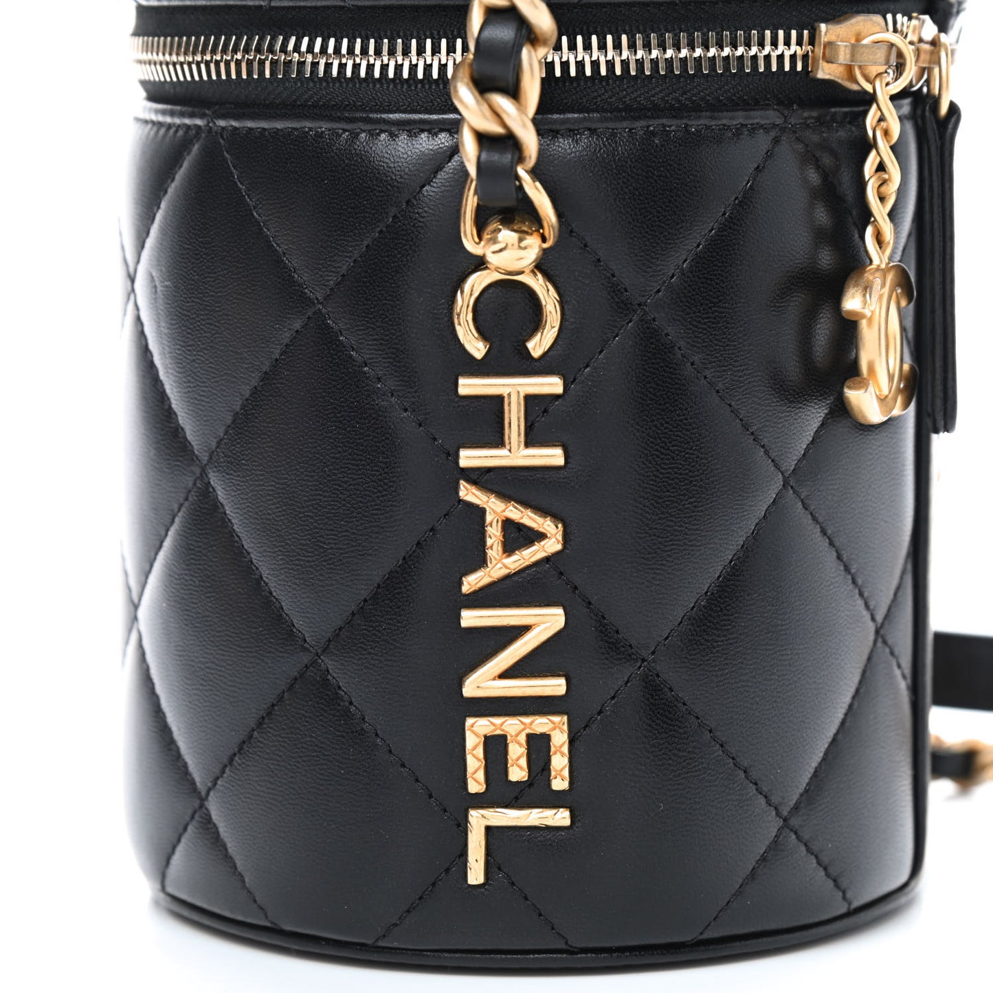 Lambskin Quilted Side Note Vanity Black