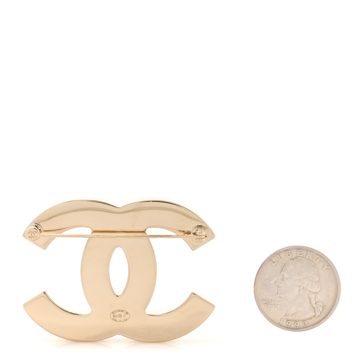 Enamel CC Brooch Gold Pink Black