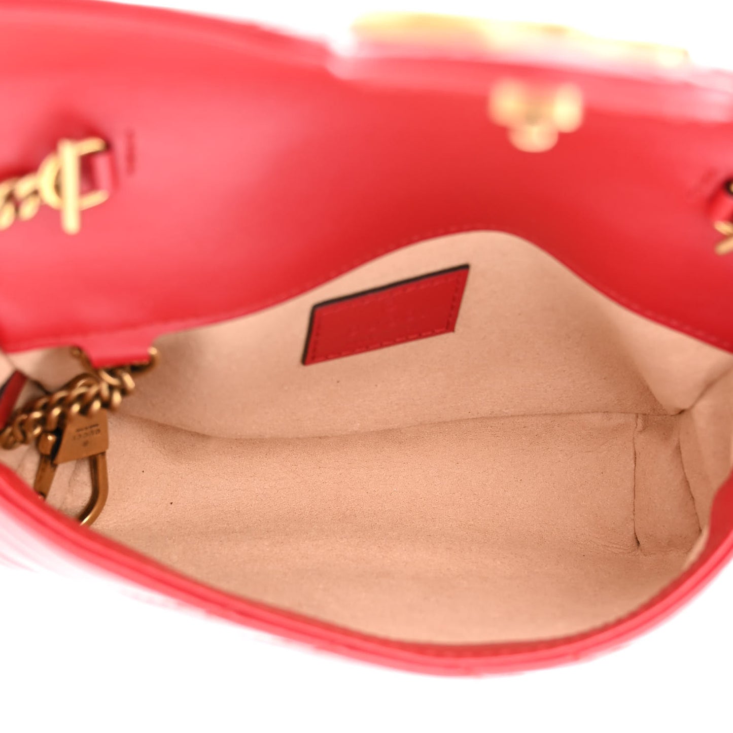 Calfskin Matelasse Super Mini GG Marmont Shoulder Bag Hibiscus Red