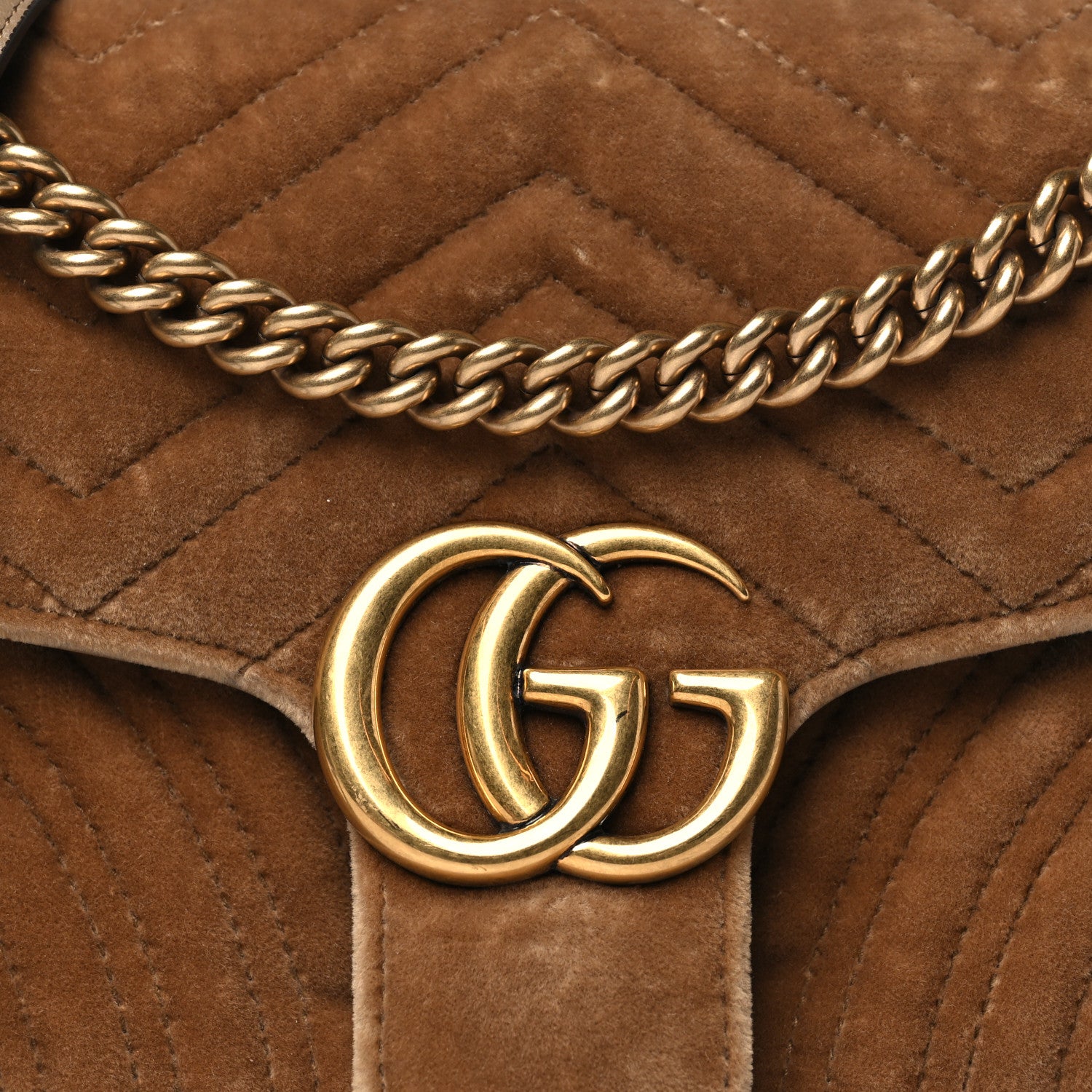 Gucci Velvet Matelasse Small GG Marmont Shoulder Bag Taupe 8 of 11