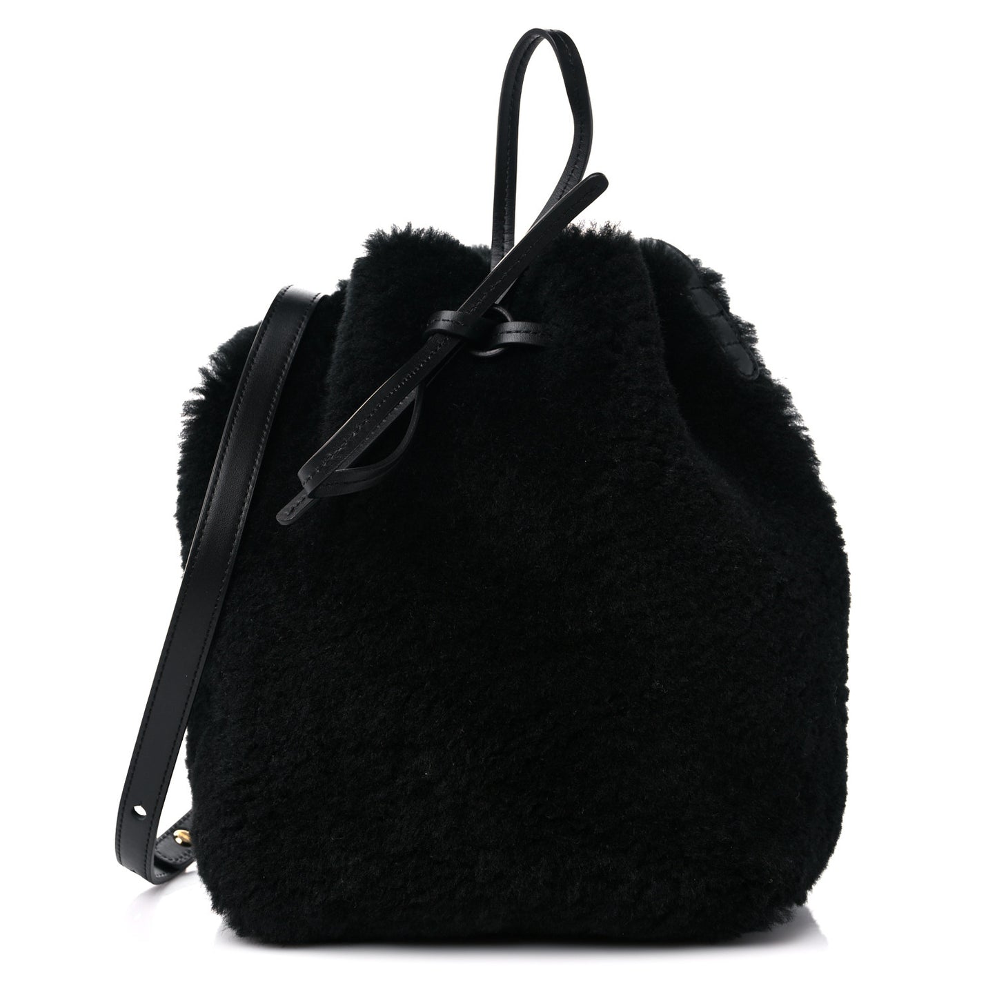 Shearling Mini Bucket Bag Black