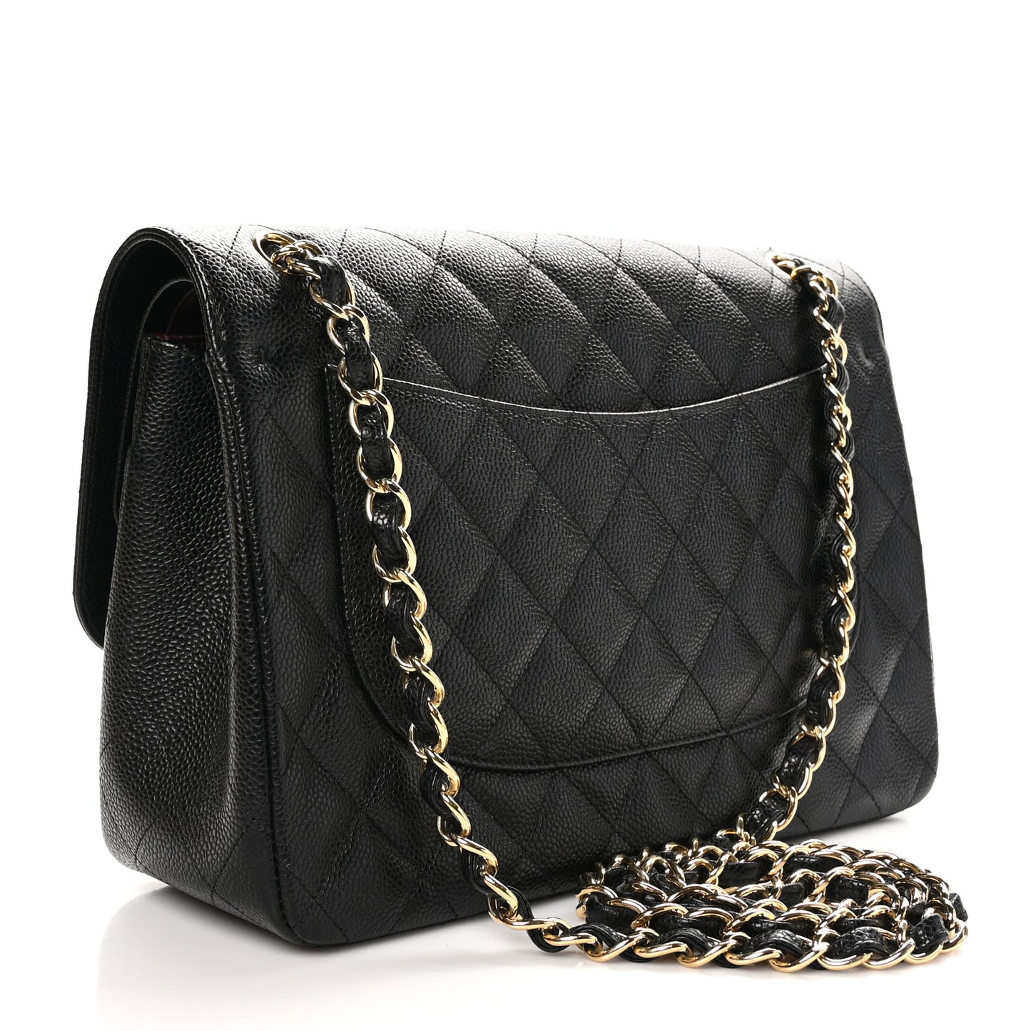 Caviar Quilted Jumbo Double Flap Black