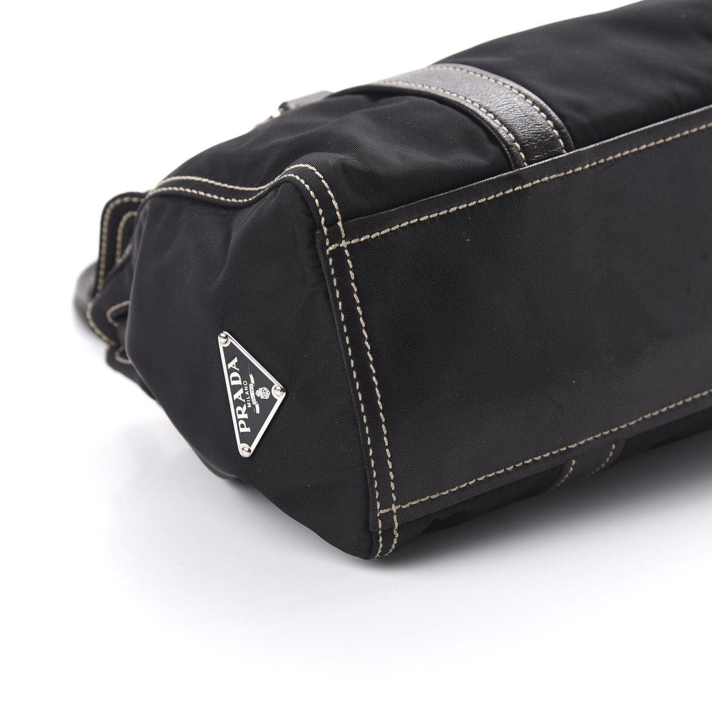 Tessuto Nylon Twist Soft Calfskin Shoulder Bag Black