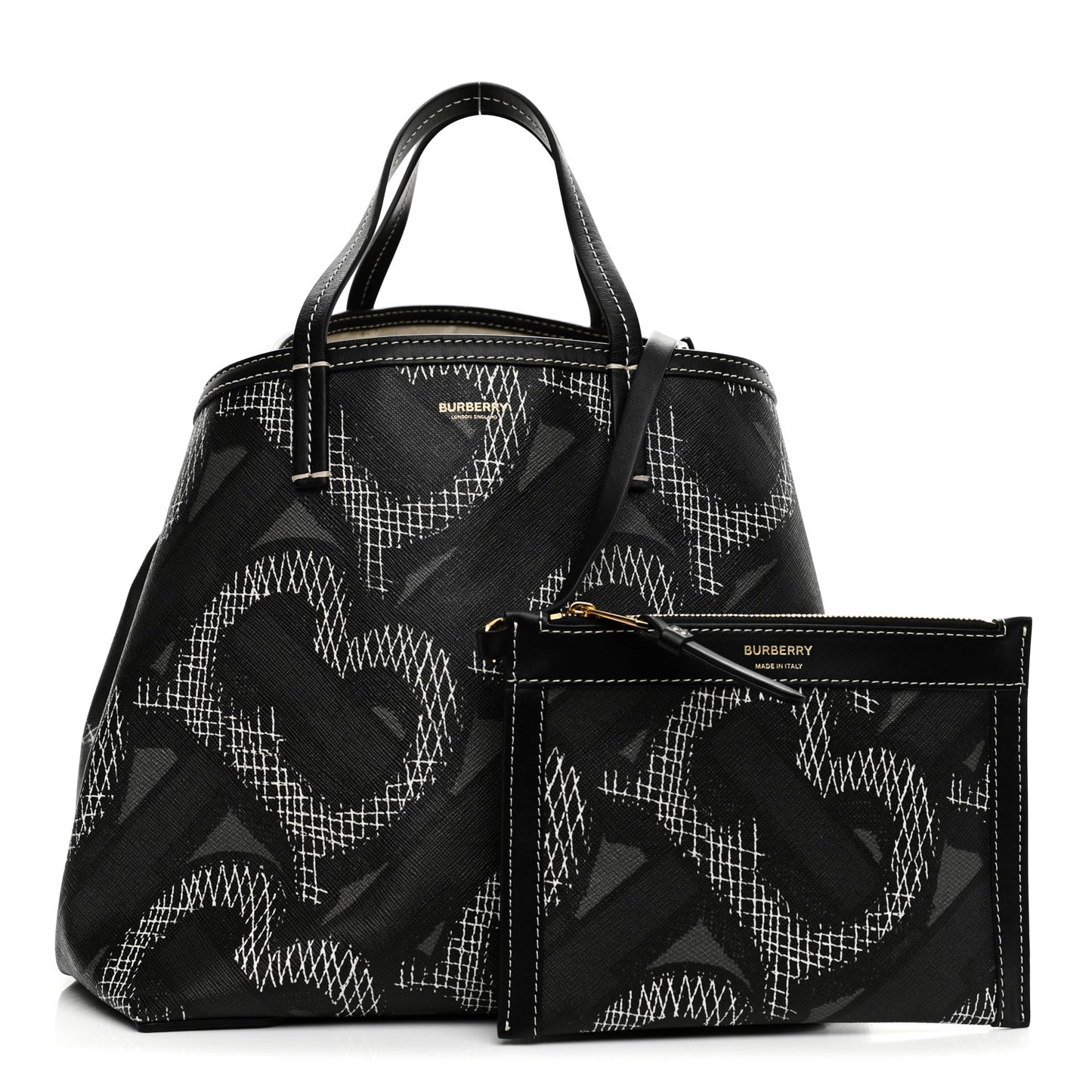 E Canvas Calfskin Summer Tote Graphite