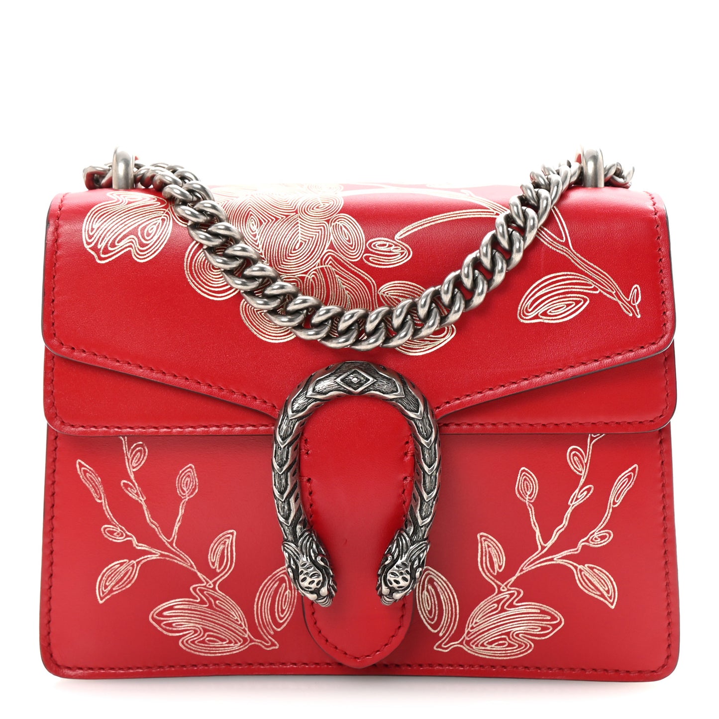 Calfskin Chinese New Year Mini Dionysus Shoulder Bag Hibiscus Red