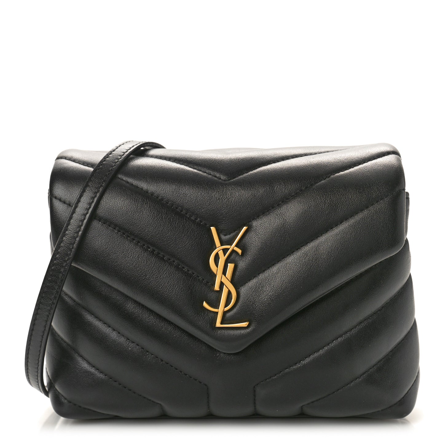 Calfskin Y Quilted Monogram Toy Loulou Crossbody Bag Black