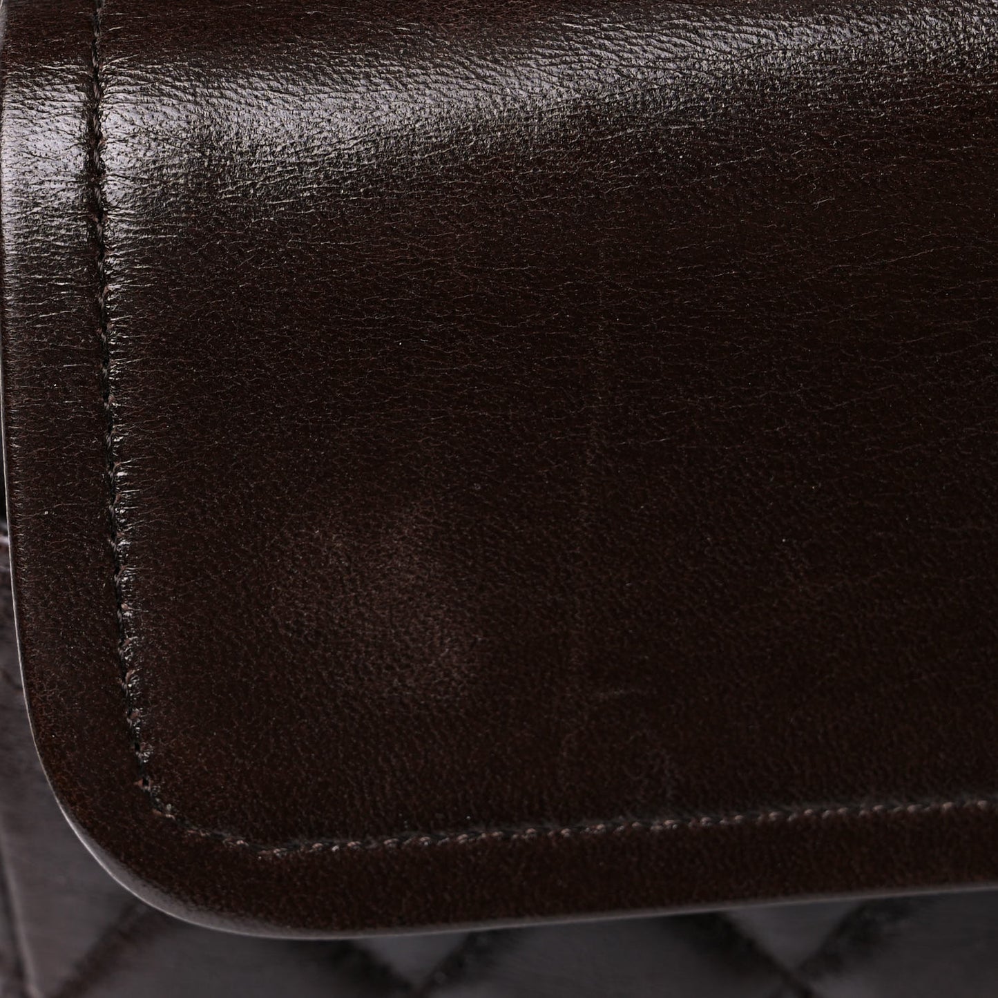 Lambskin Quilted Medium Double Flap Dark Brown