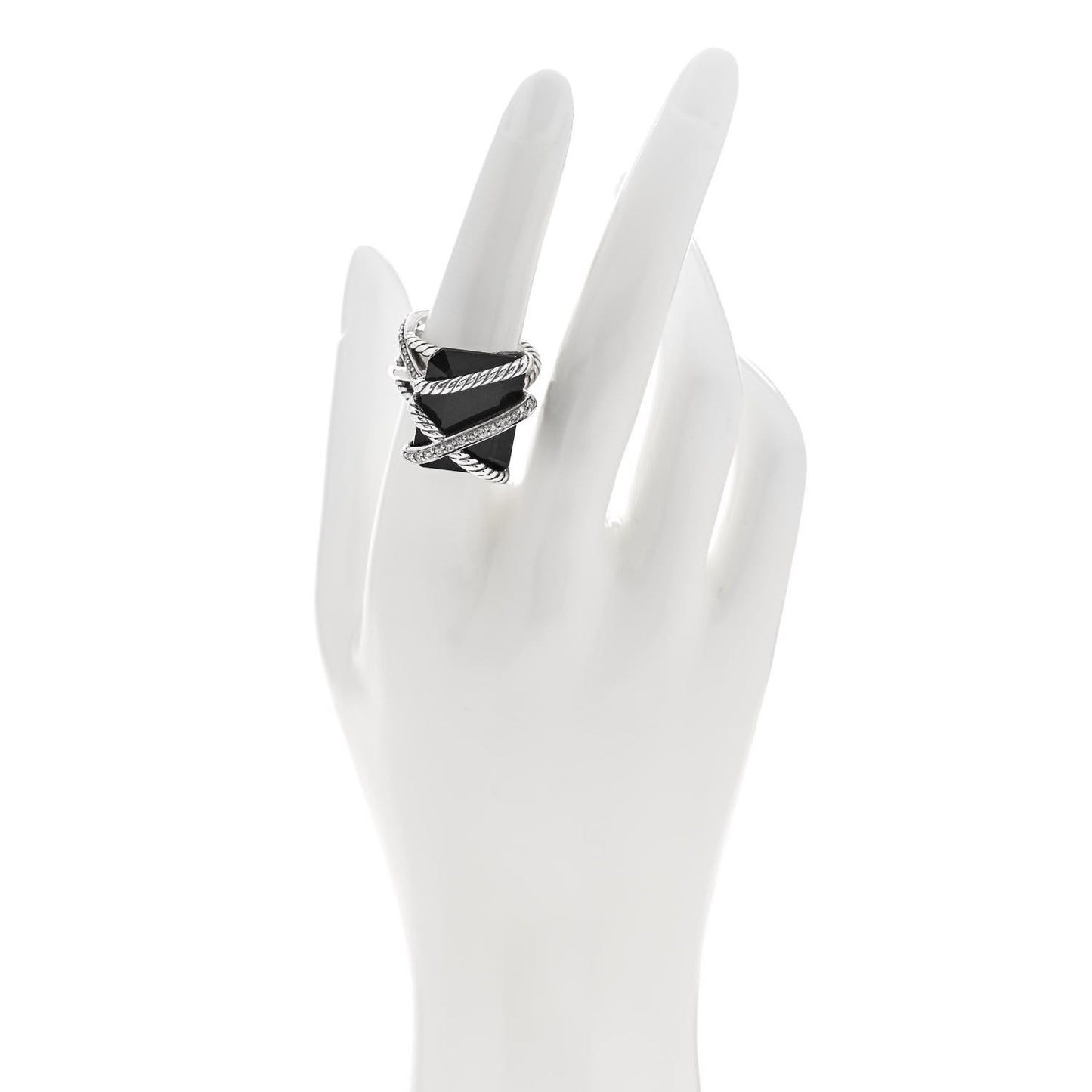 Sterling Silver Diamond Black Onyx 20mm Cable Wrap Ring 54 7