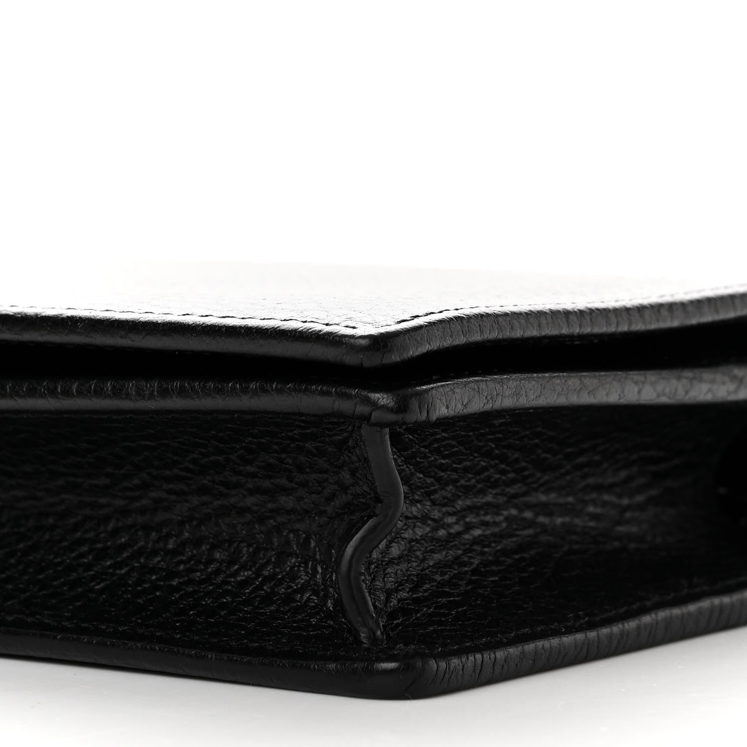 Gucci Dollar Calfskin Enamel Monochrome Mini GG Marmont Chain Wallet Black 10 of 11