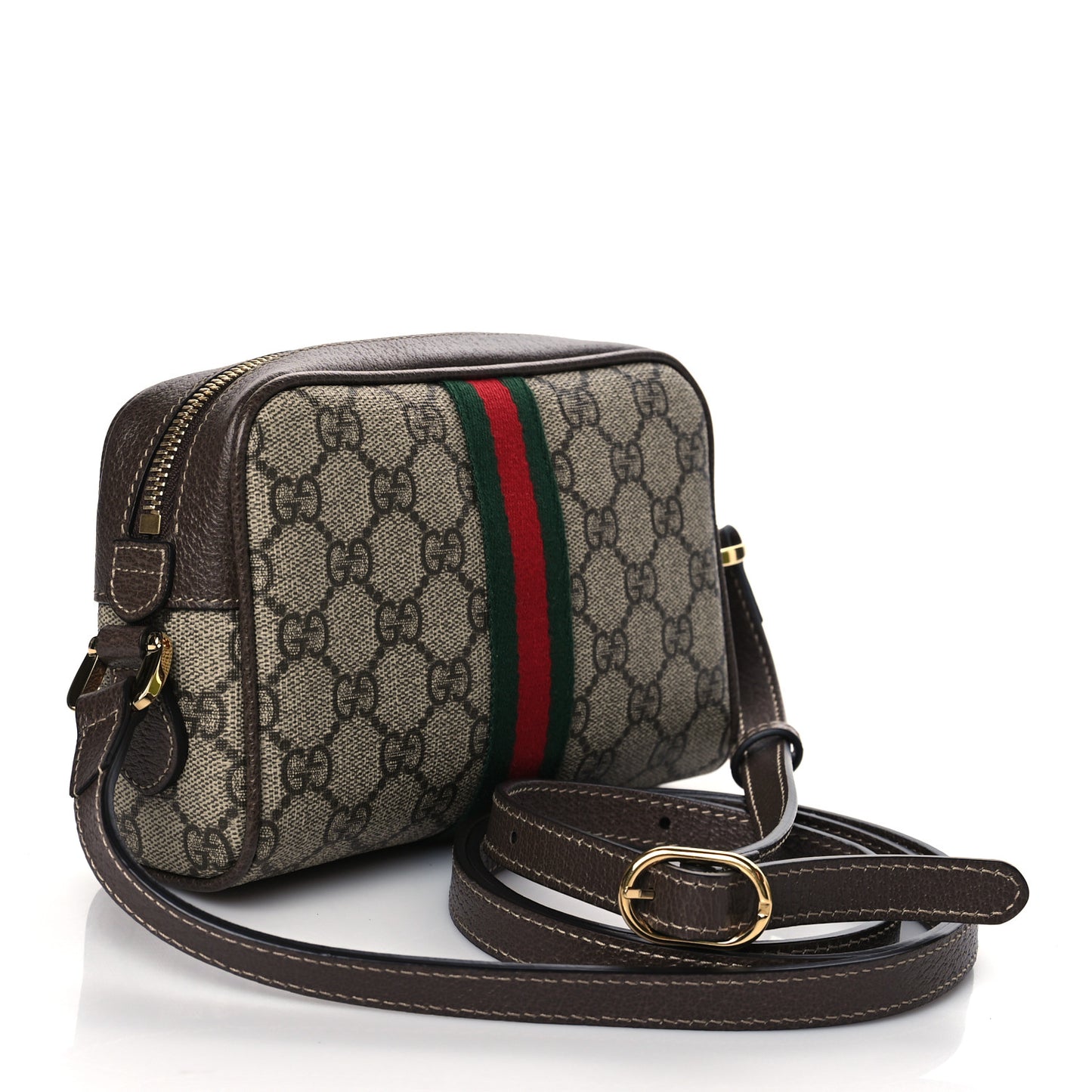 GG Supreme Monogram Web Mini Ophidia Shoulder Bag Brown