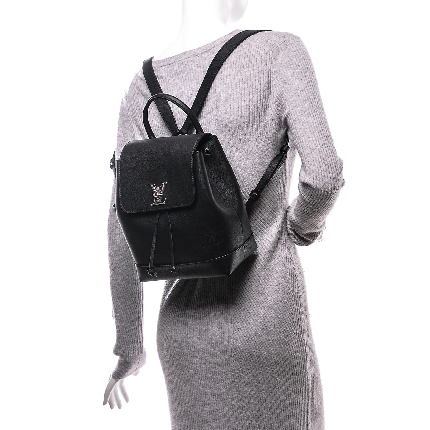 Calfskin Lockme Backpack Black