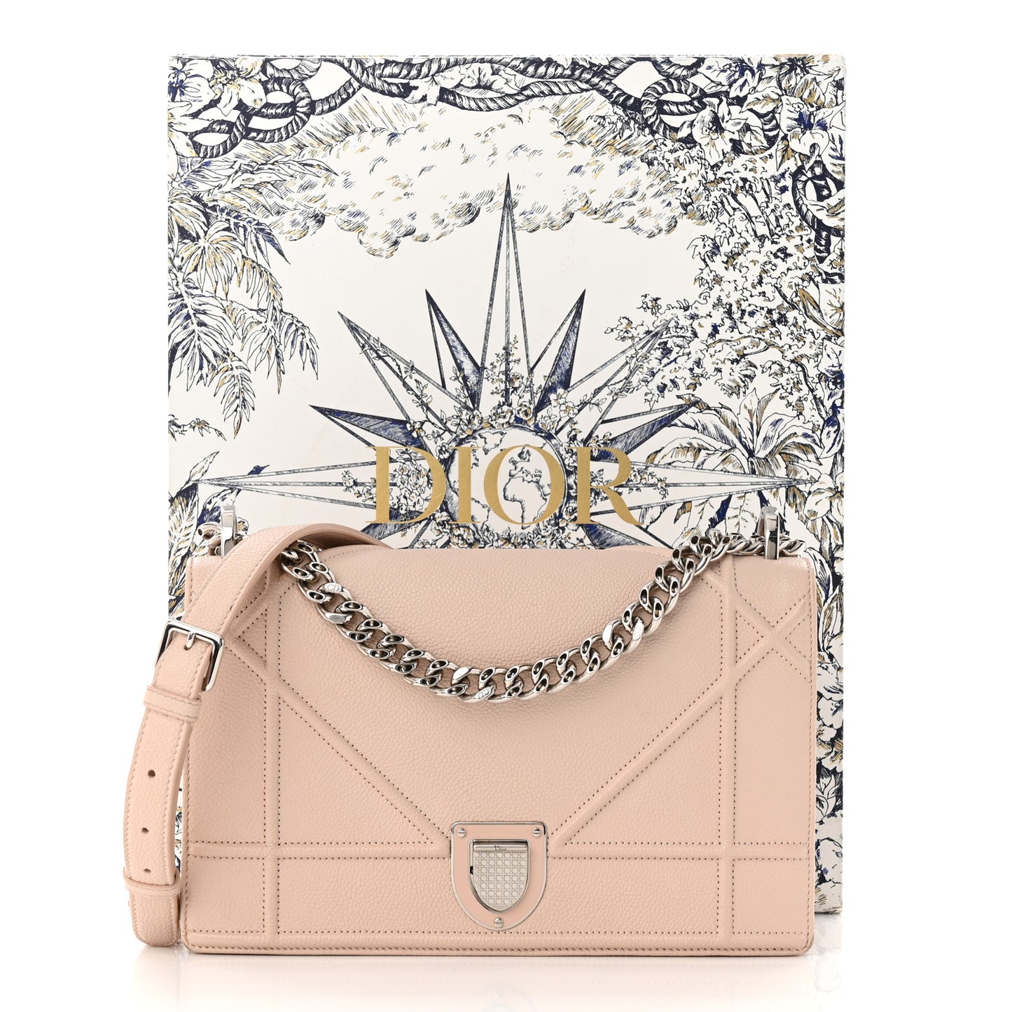 Grained Calfskin Medium Diorama Flap Bag Rose Poudre