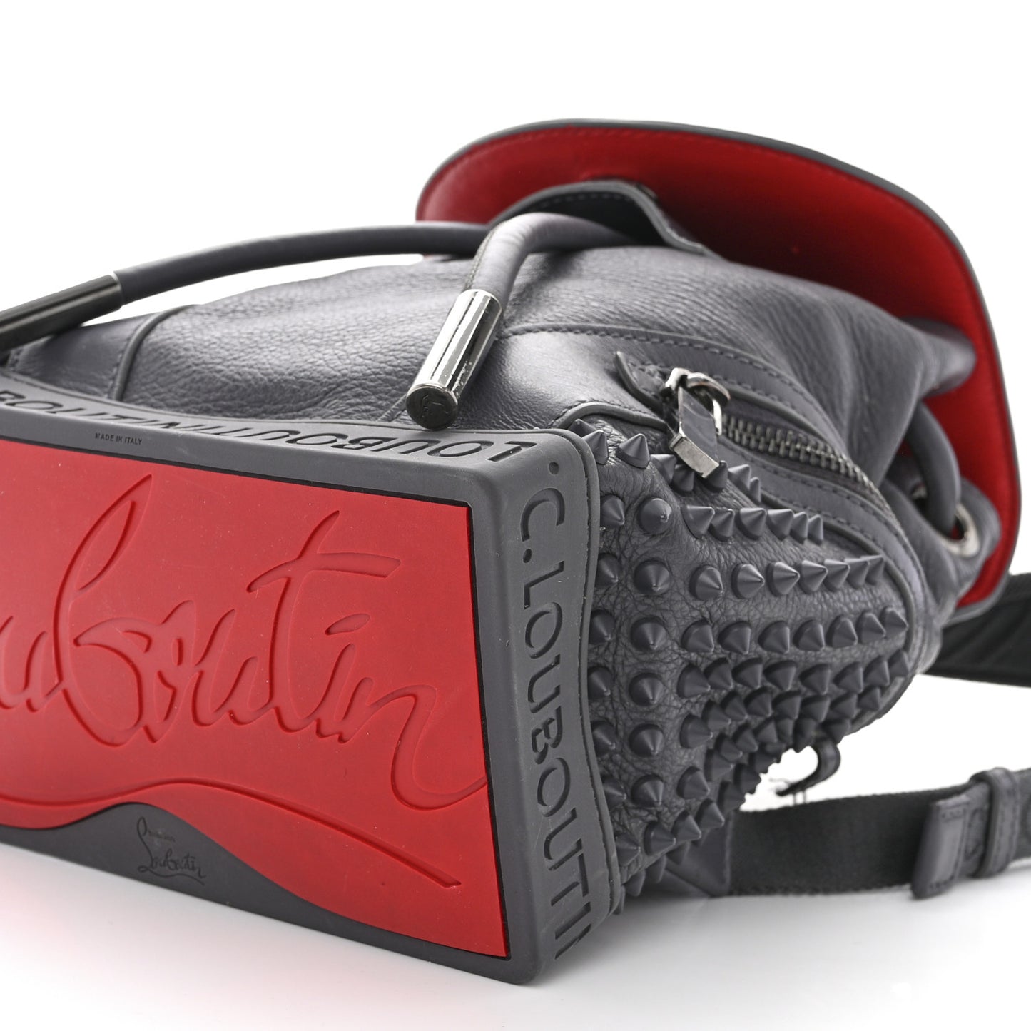 Calfskin Spiked Small Explorafunk Backpack Charbon