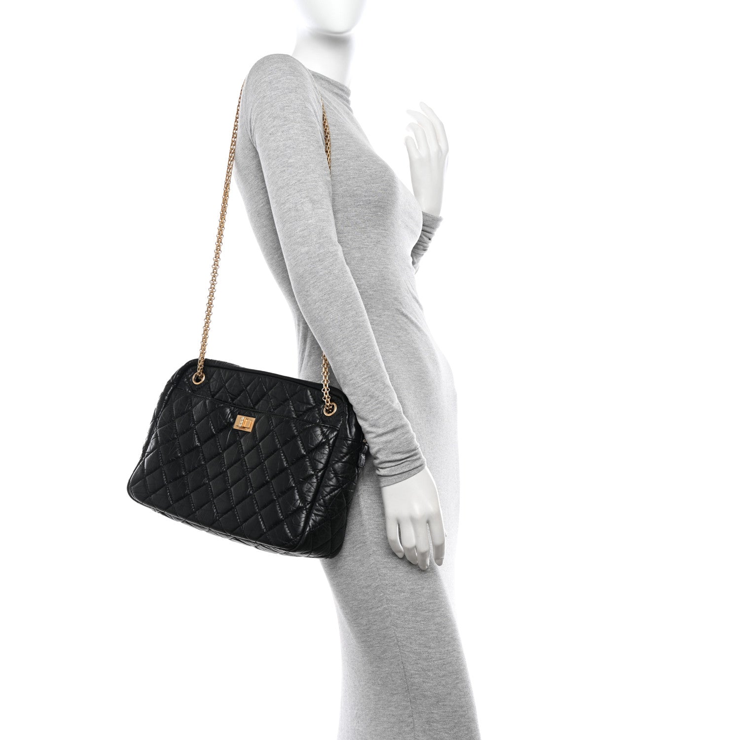 Chanel Aged Calfskin Quilted Large Reissue Camera Case Black 3 of 10