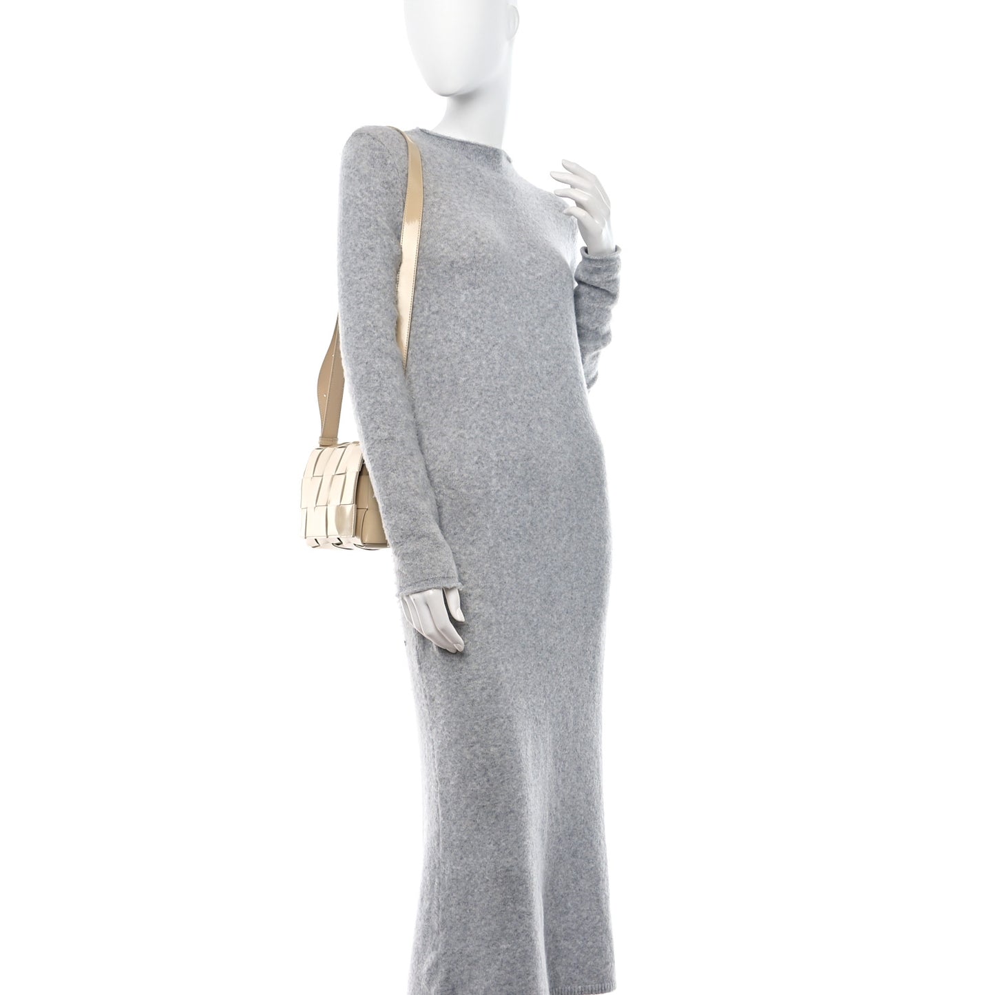 Patent Maxi Intrecciato Cassette Crossbody Bag Beige
