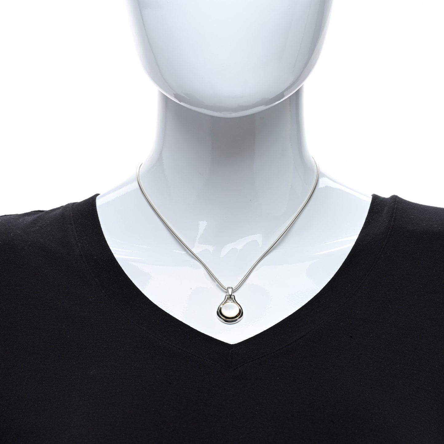 Sterling Silver 18K Yellow Gold Mother of Pearl Pendant Necklace