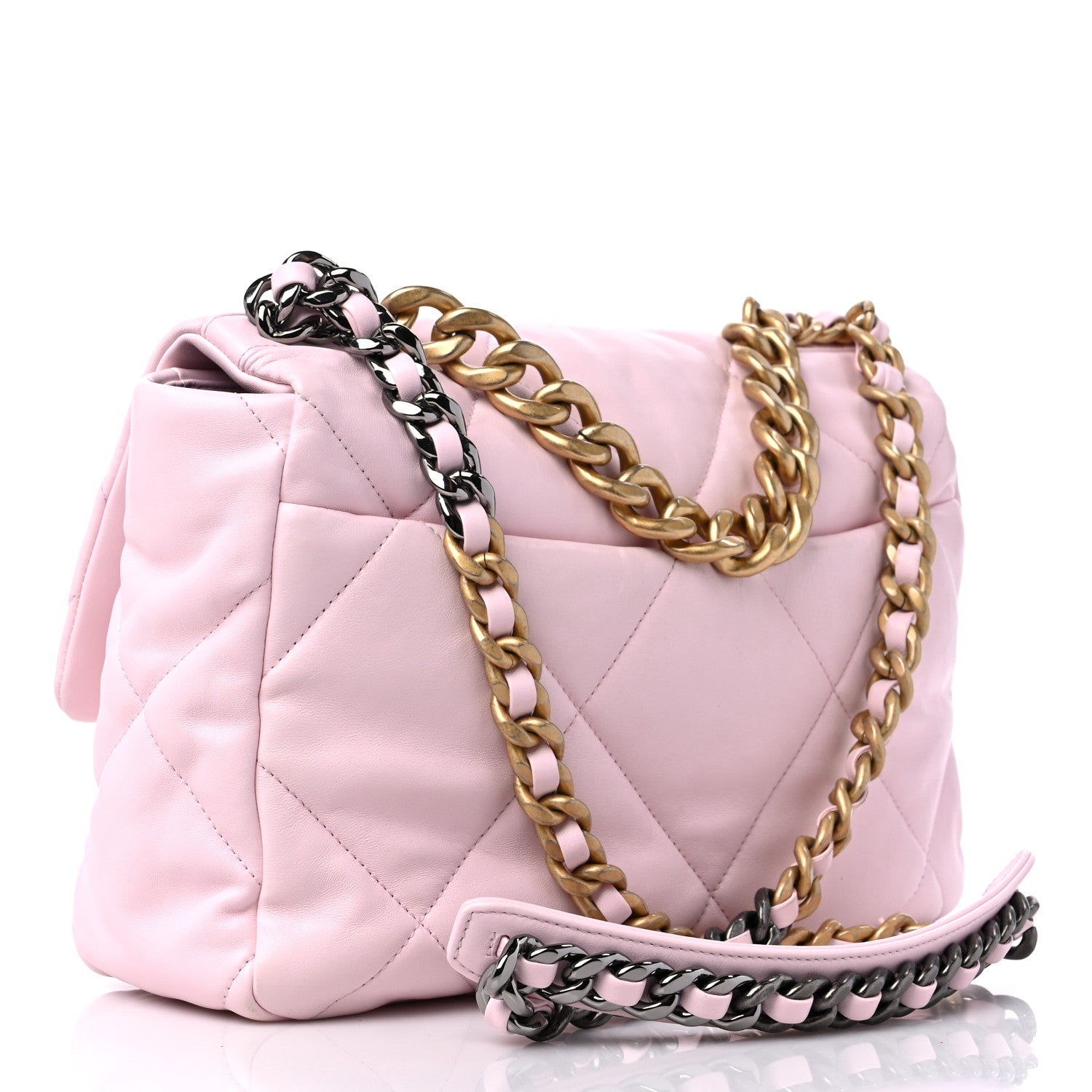 Chanel Lambskin Quilted Large Chanel 19 Flap Light Pink 3 of 9