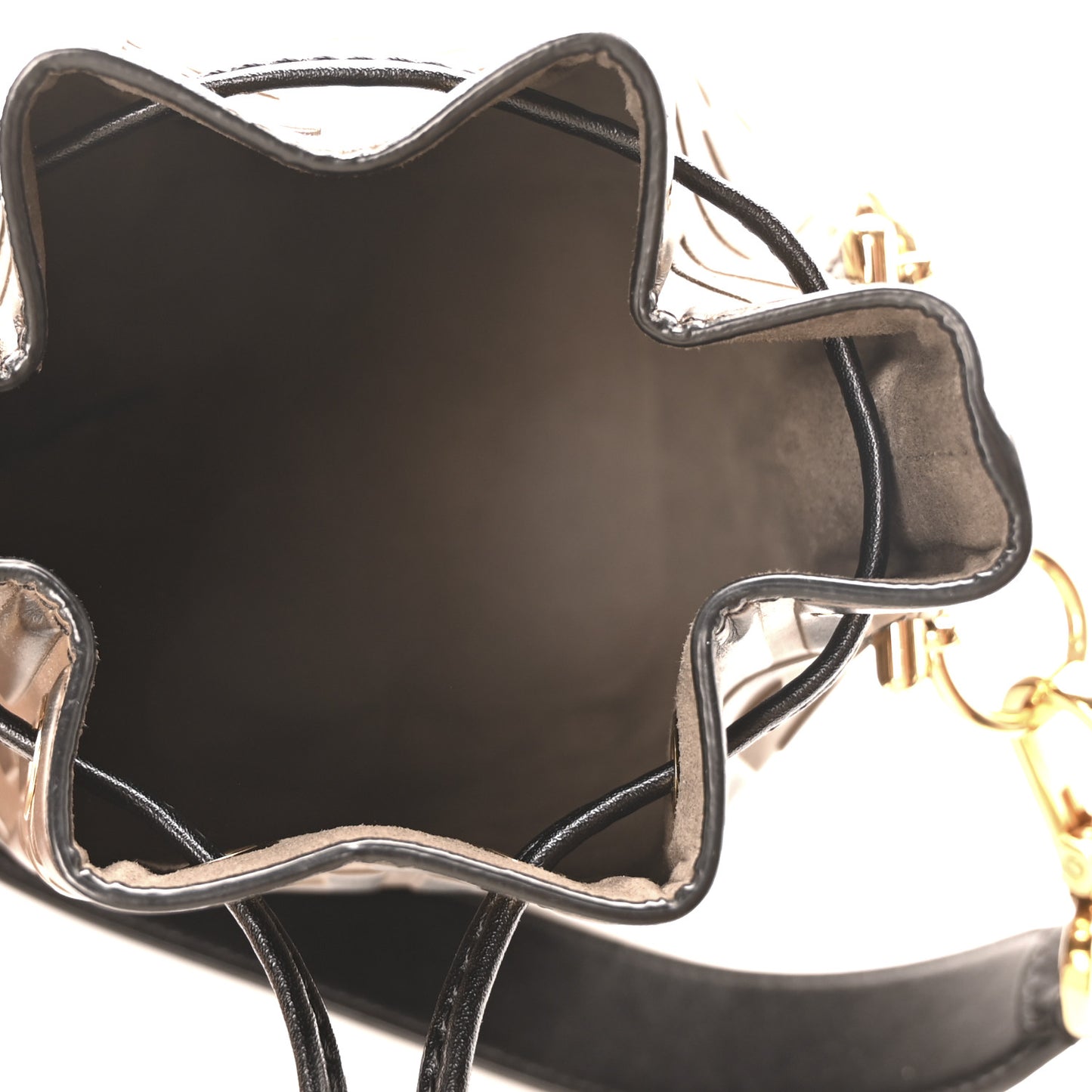 Vitello Liberty F is Fendi Bi-Color FF 1974 Embossed Mini Mon Tresor Bucket Bag Maya Black