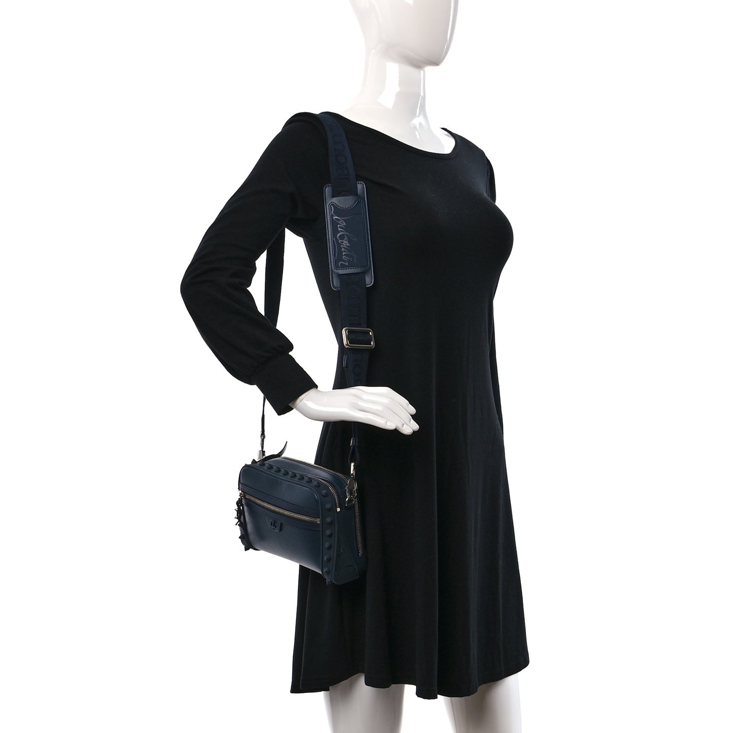 Empire Calfskin Gomme Spikes Loubitown Crossbody Loubi Navy