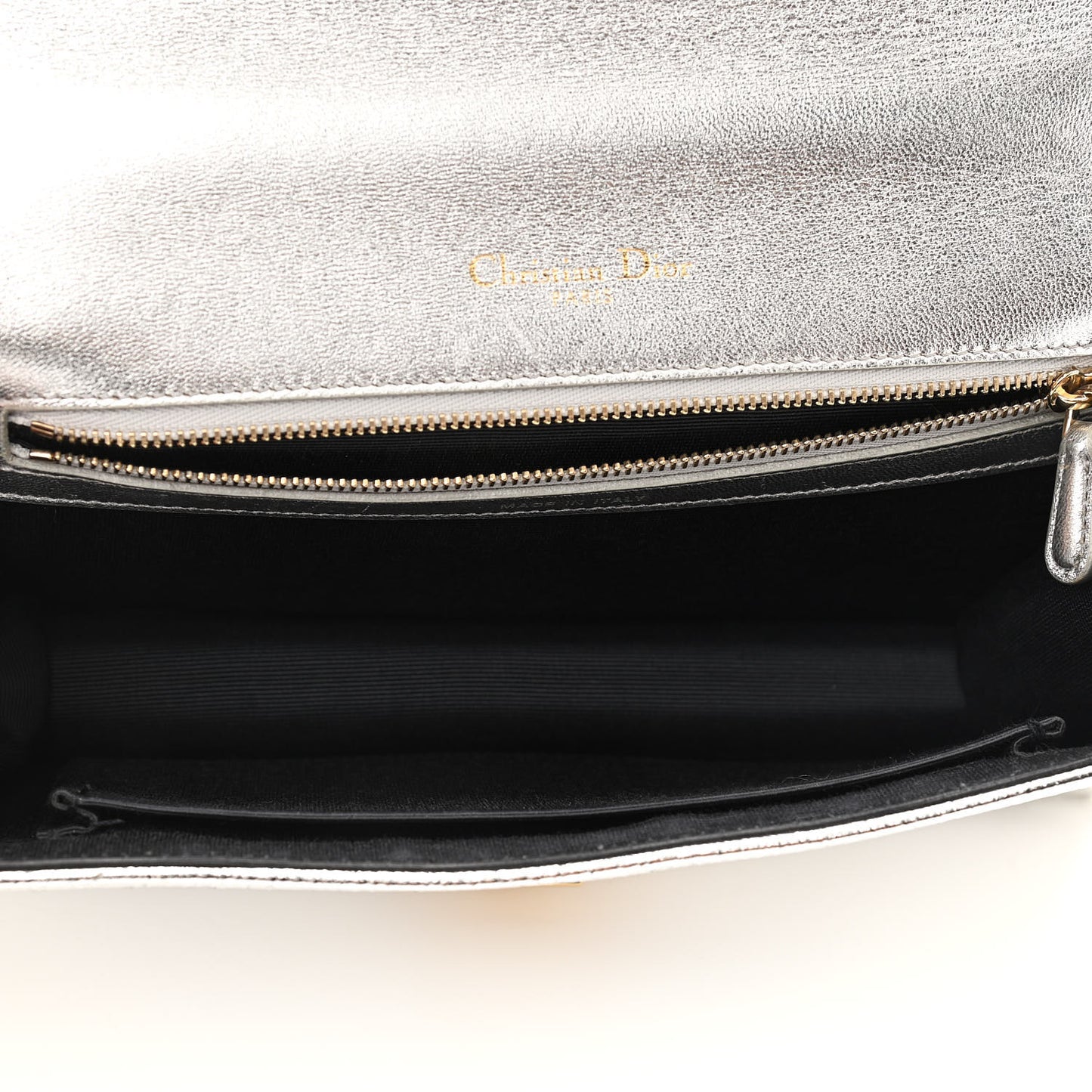 Metallic Ceramic Effect Deerskin Medium Diorama Flap Bag Silver