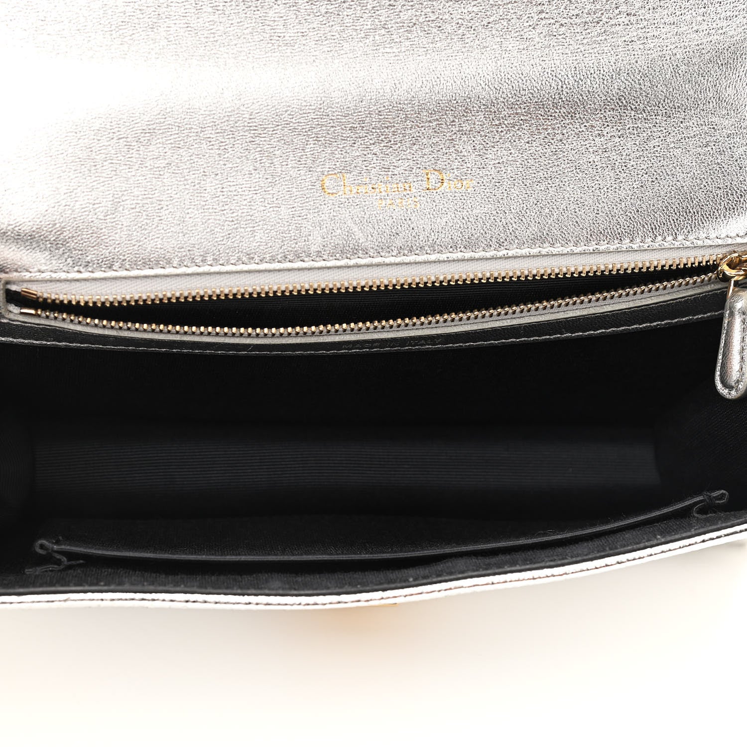 Christian Dior Metallic Ceramic Effect Deerskin Medium Diorama Flap Bag Silver 4 of 14