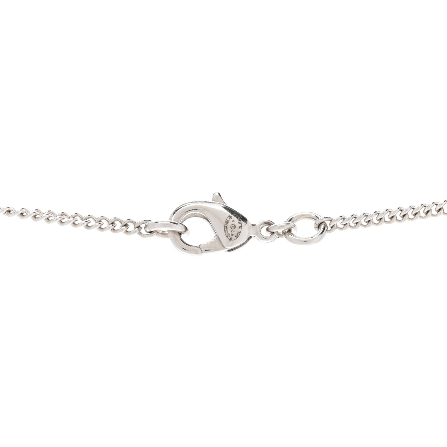 Crystal CC Bow Necklace Silver Black