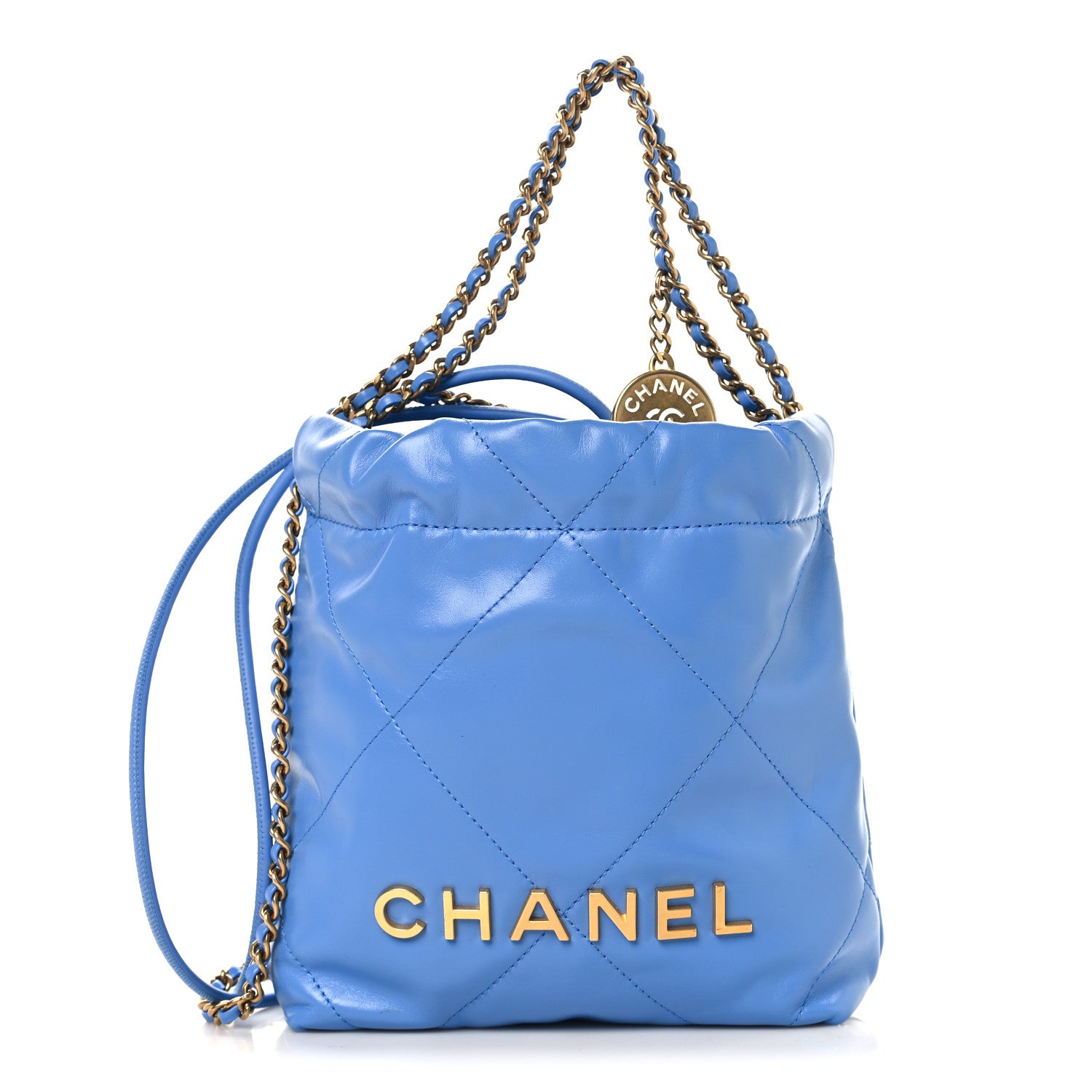Chanel Shiny Calfskin Quilted Mini Chanel 22 Blue 1893258