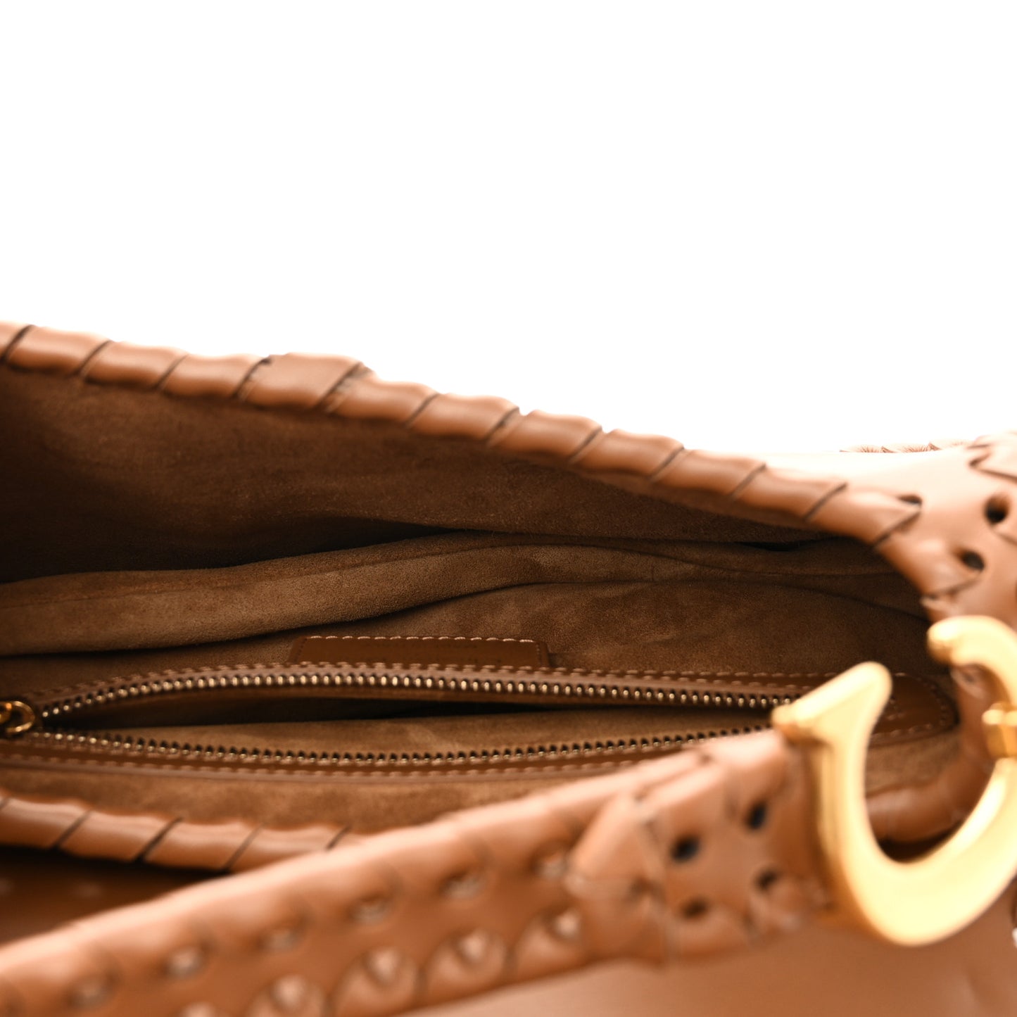 Calfskin Whipstitch Saddle Bag Brown