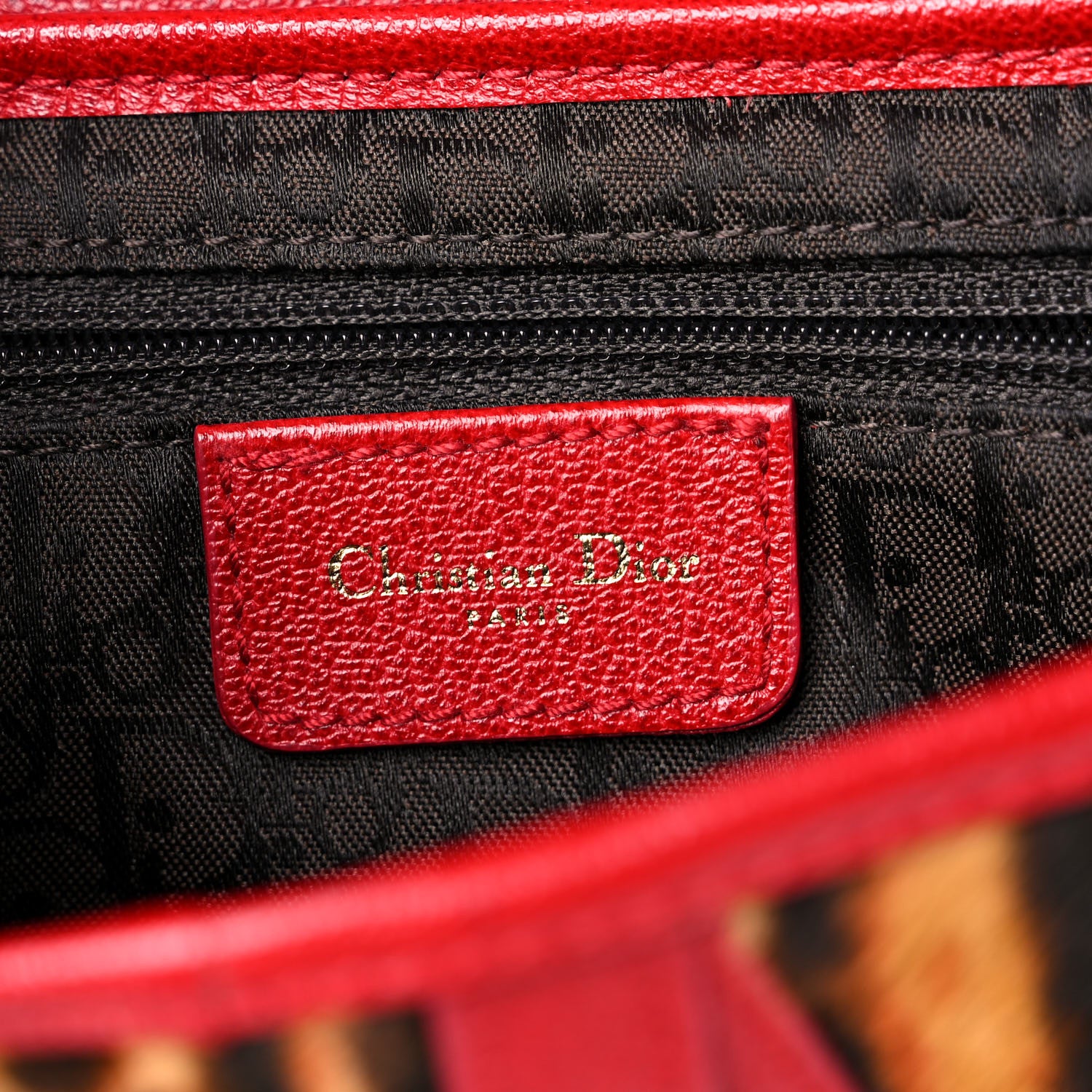 Christian Dior Pony Hair Leopard Saddle Bag Red 6 of 13