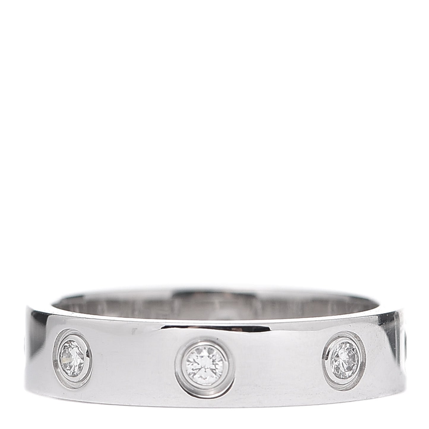 18K White Gold 8 Diamond 4mm Wedding Band LOVE Ring 49 4.75