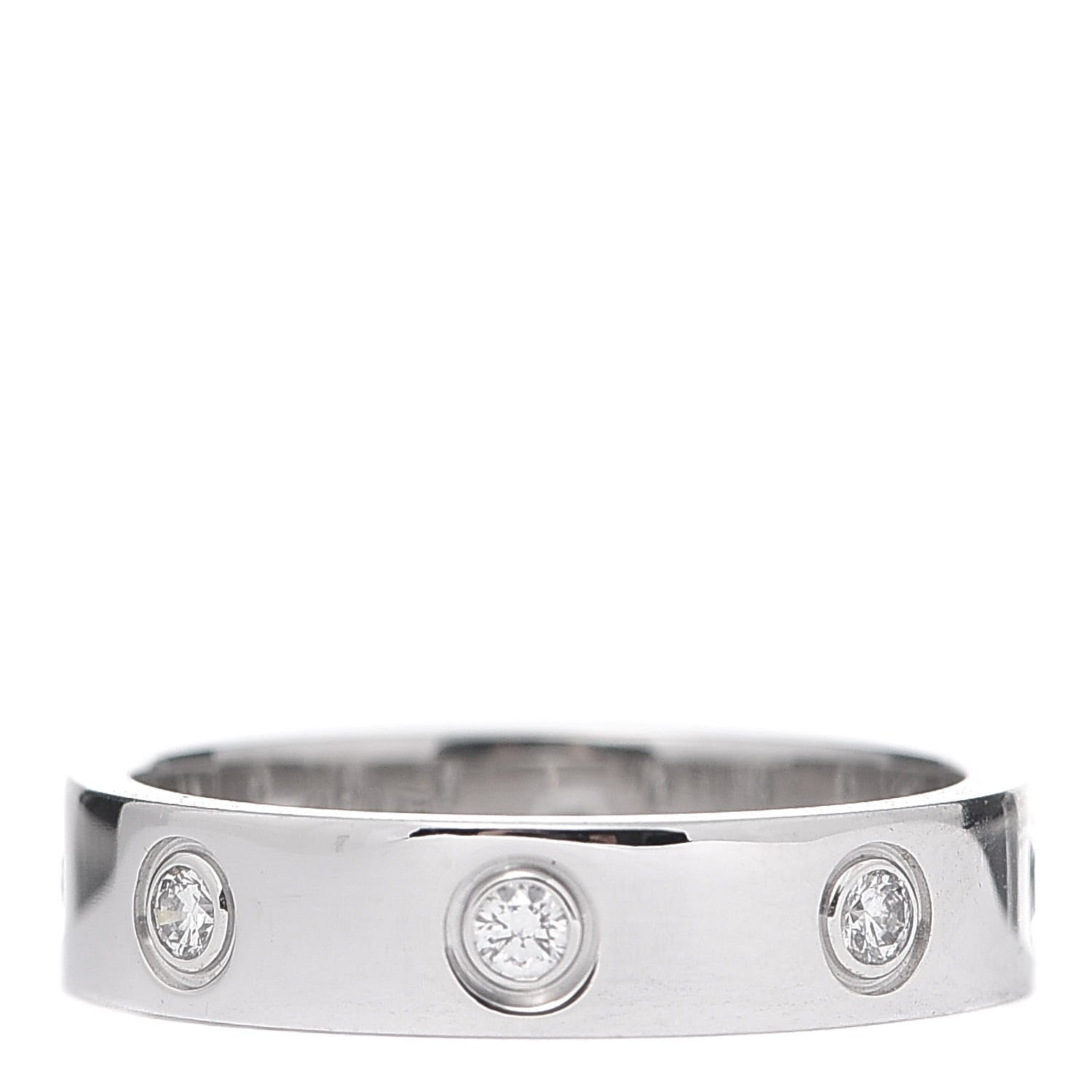 Cartier 18K White Gold 8 Diamond 4mm Wedding Band LOVE Ring 49 4.75 3 of 5