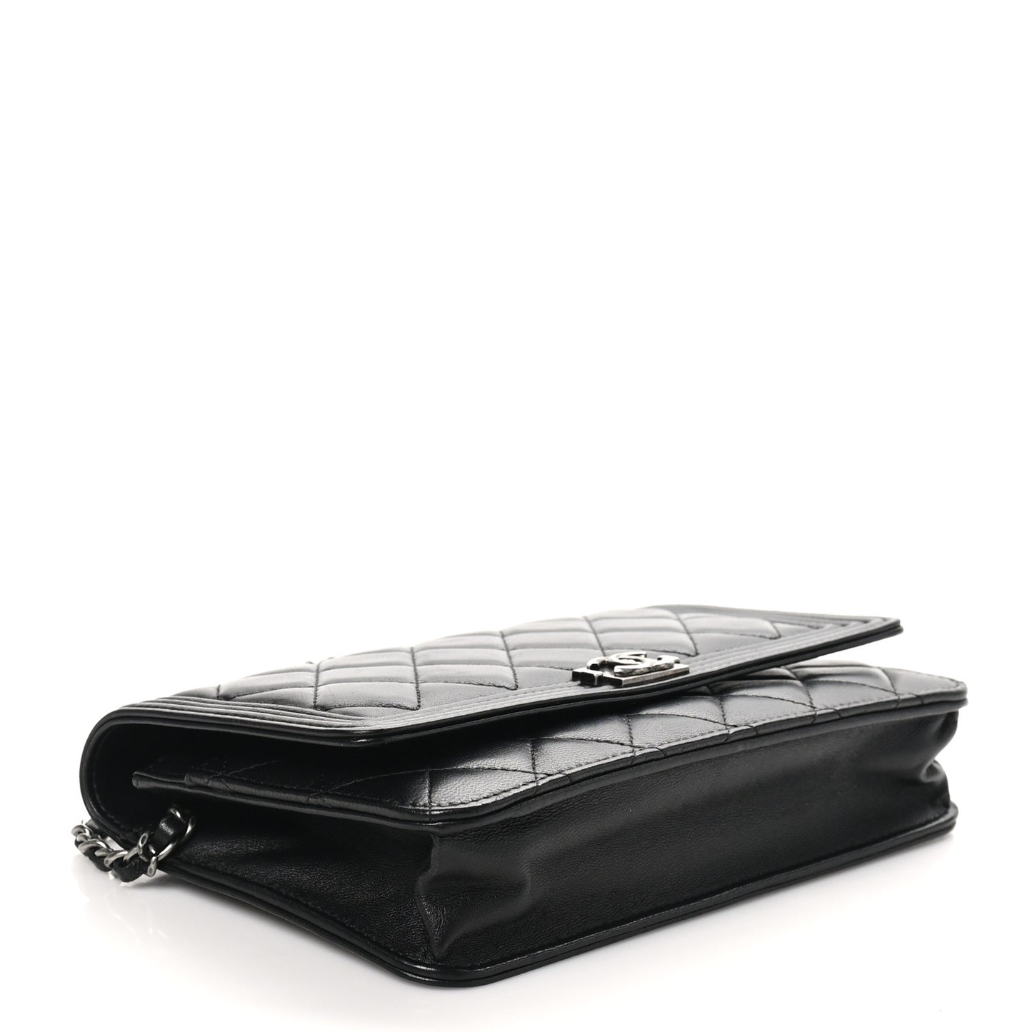 Lambskin Quilted Boy Wallet On Chain WOC Black