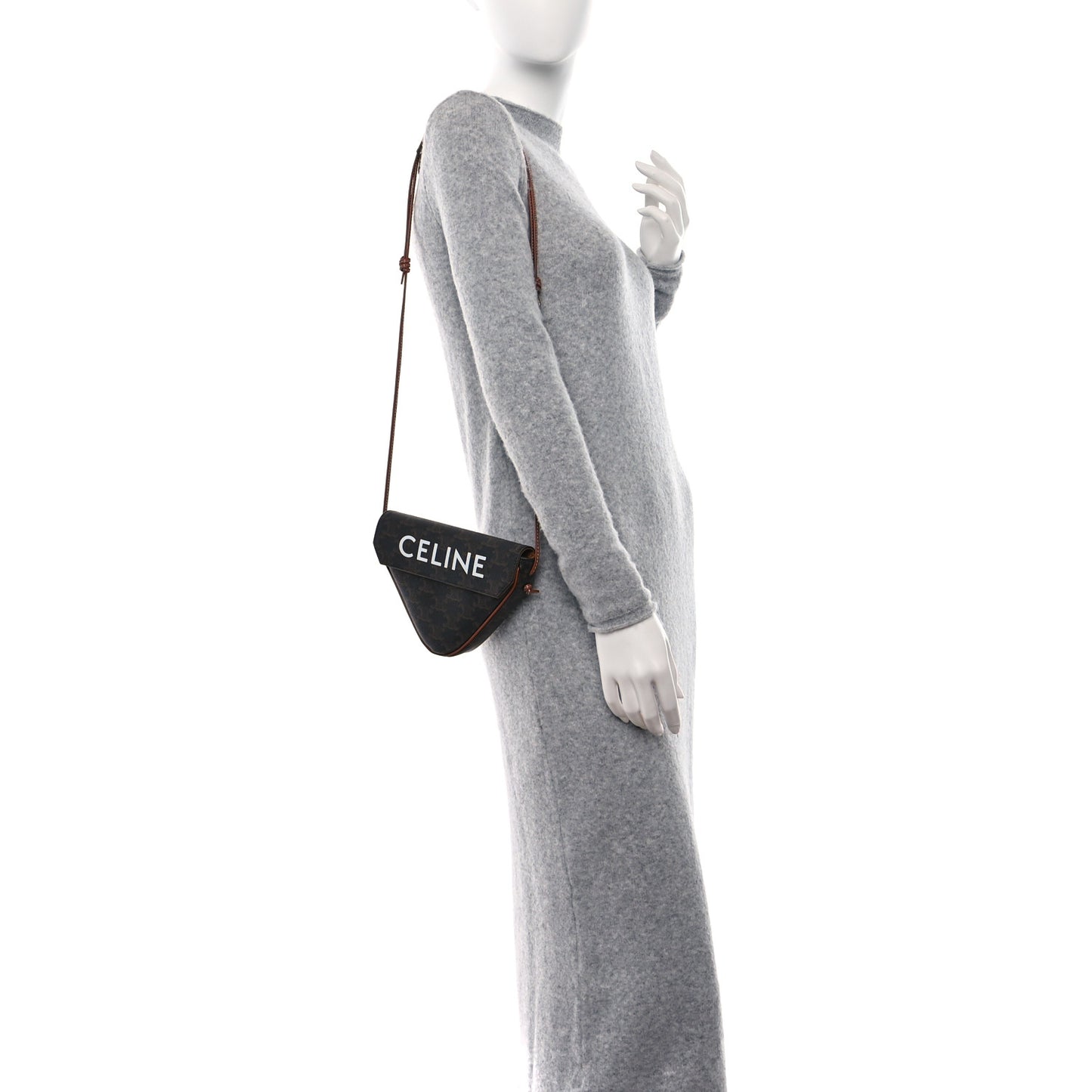 Triomphe Canvas Triangle Crossbody Bag Tan