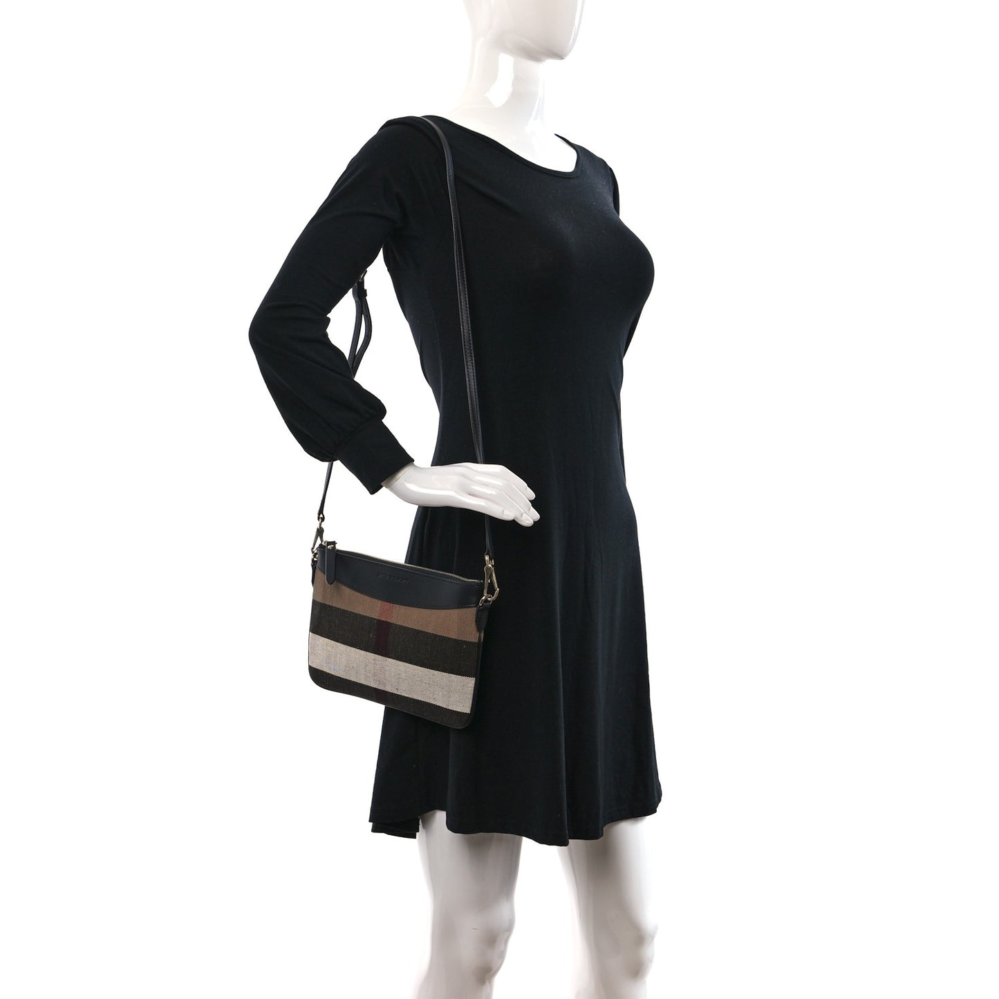 Mega Check Peyton Crossbody Clutch Bag Black