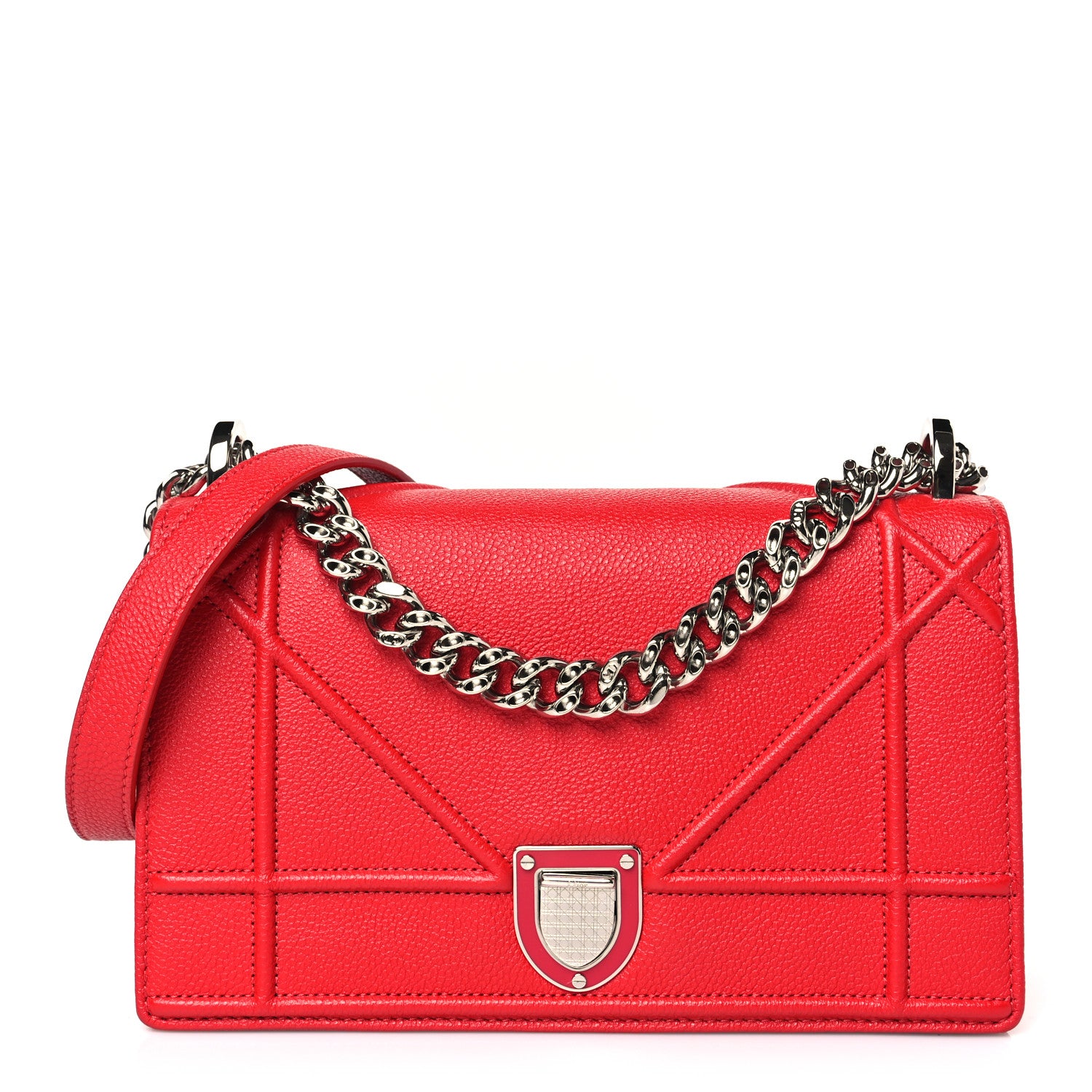 Christian Dior Grained Calfskin Small Diorama Flap Bag Red 1 of 9