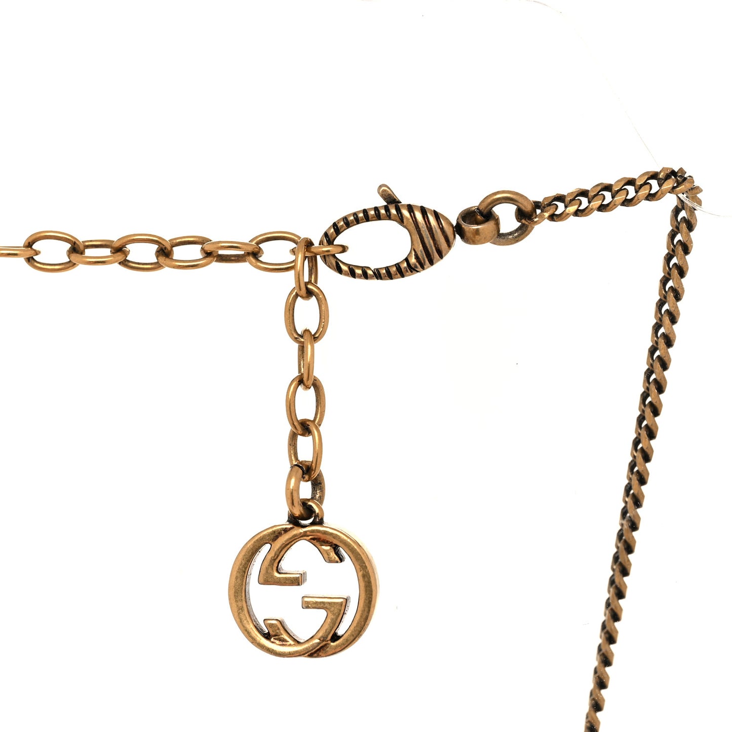 Metal Pearl Loved Necklace Aged Gold