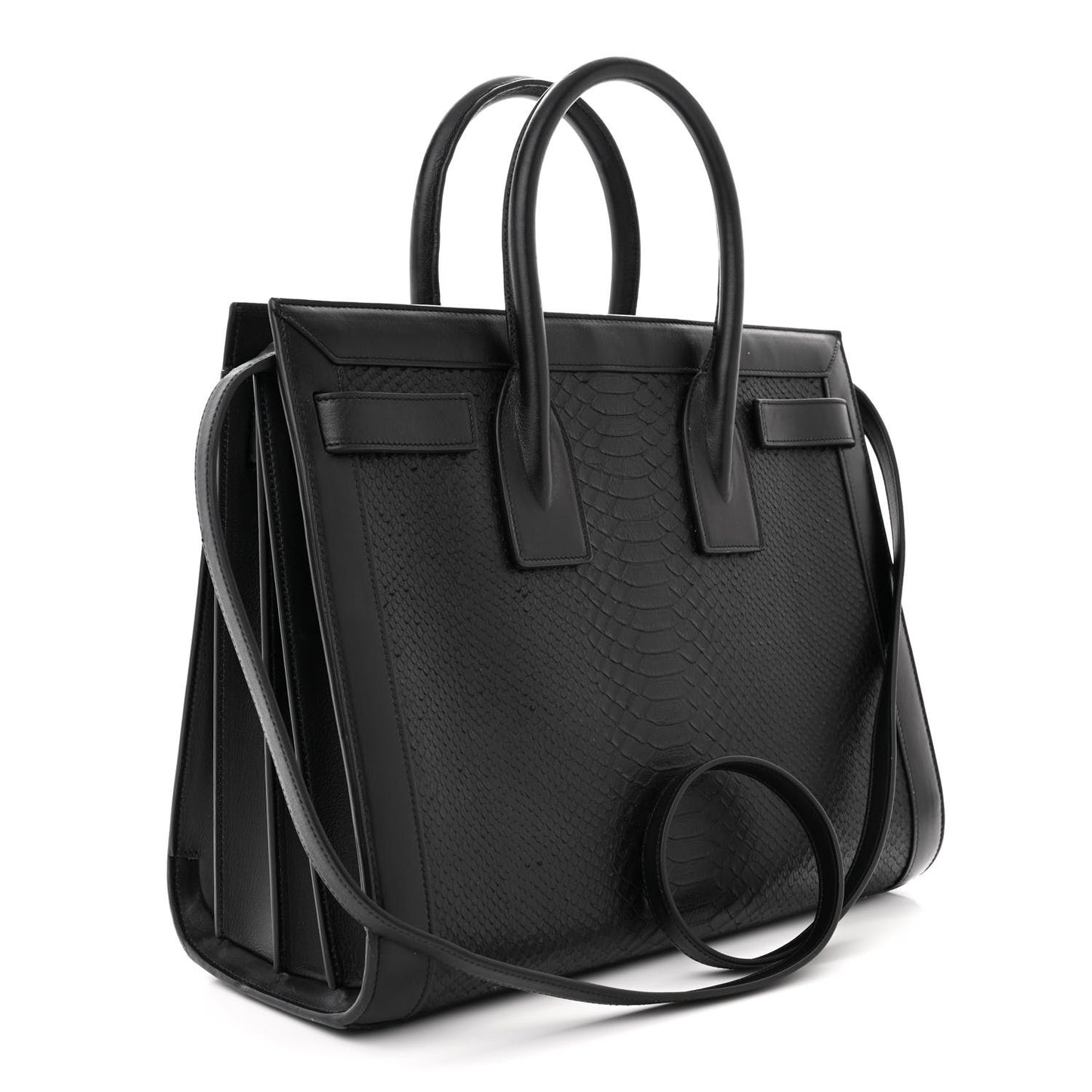 Python Calfskin Embossed Small Sac de Jour Black