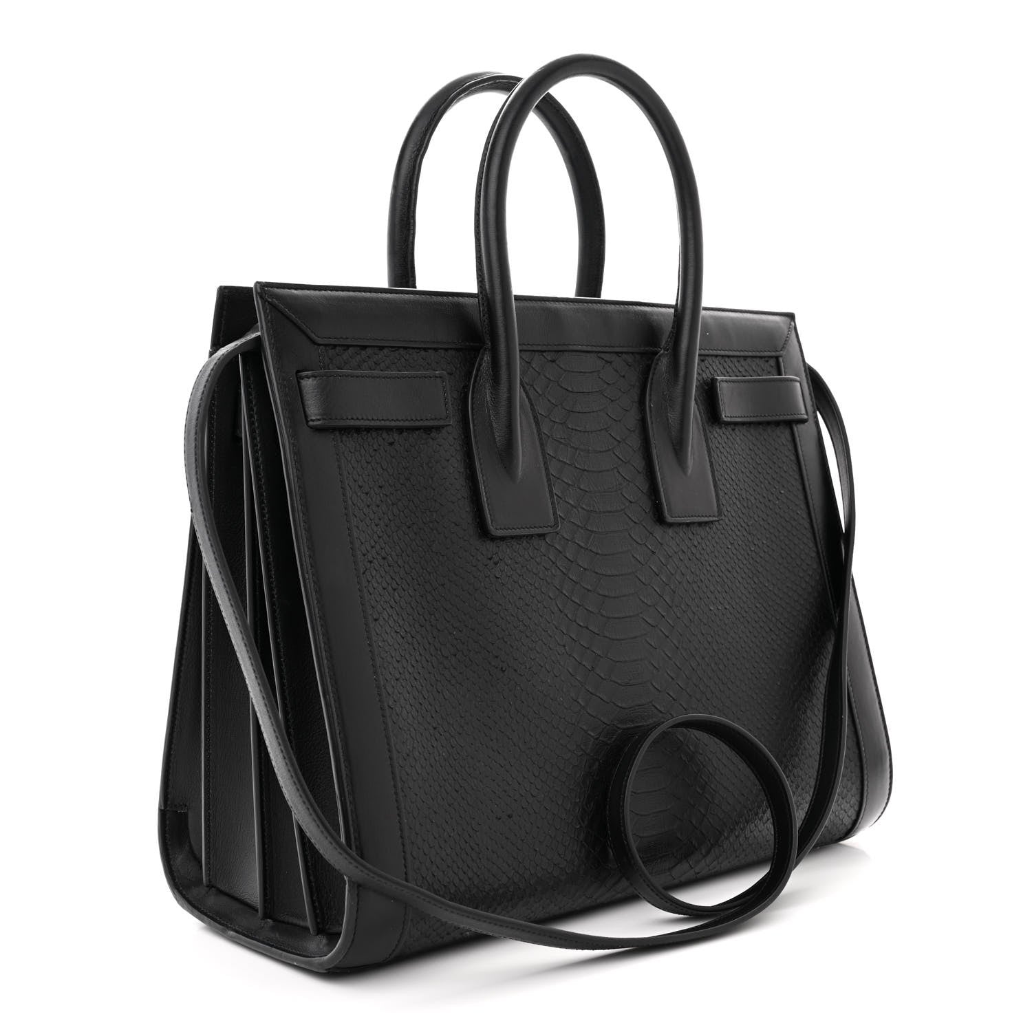 Saint Laurent Python Calfskin Embossed Small Sac de Jour Black 3 of 17