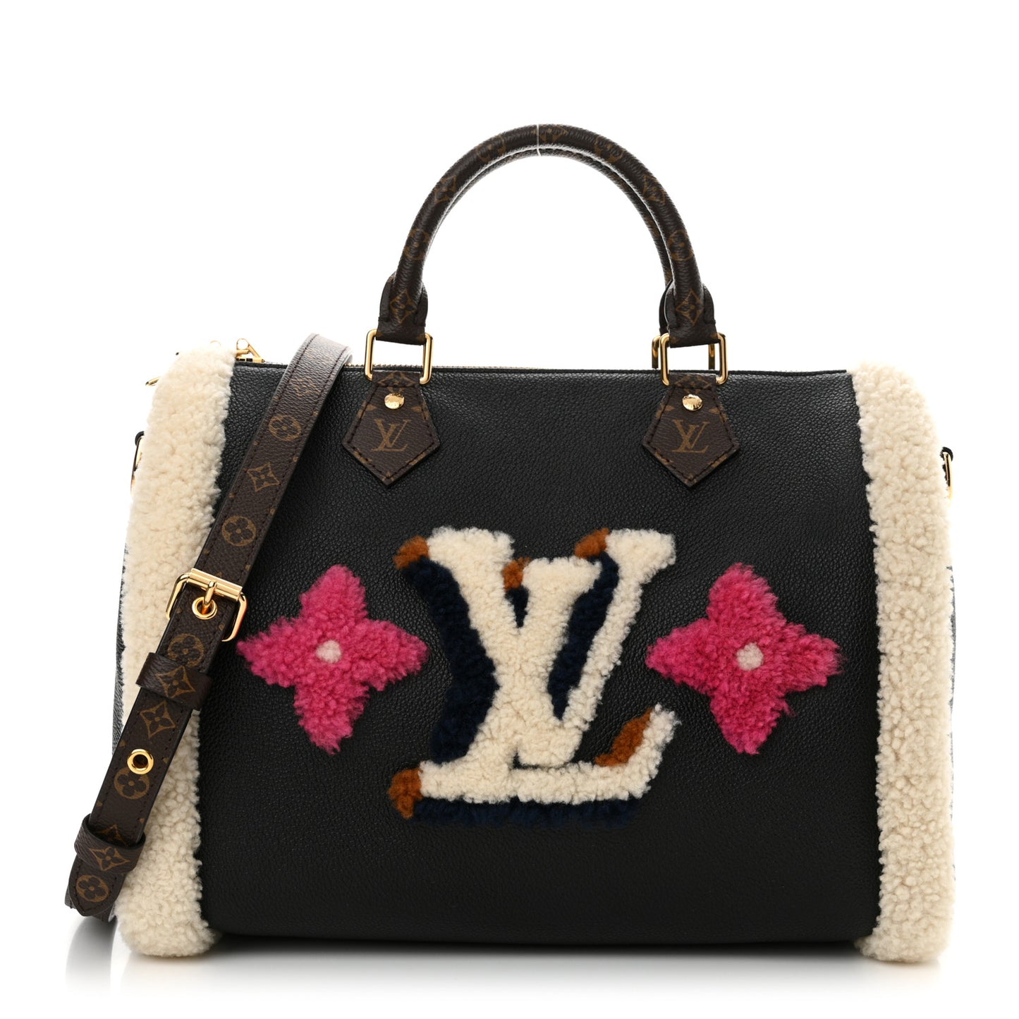 Calfskin Monogram Teddy Speedy Bandouliere 30 Black