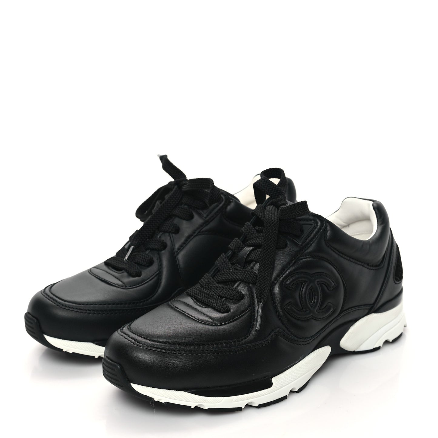 Calfskin CC Sneakers 36 Black